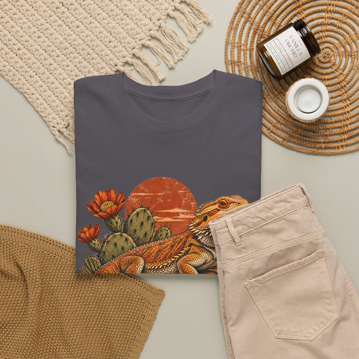 Bearded Dragon Desert Sun T-Shirt Cactus Southwest Lizard Tee