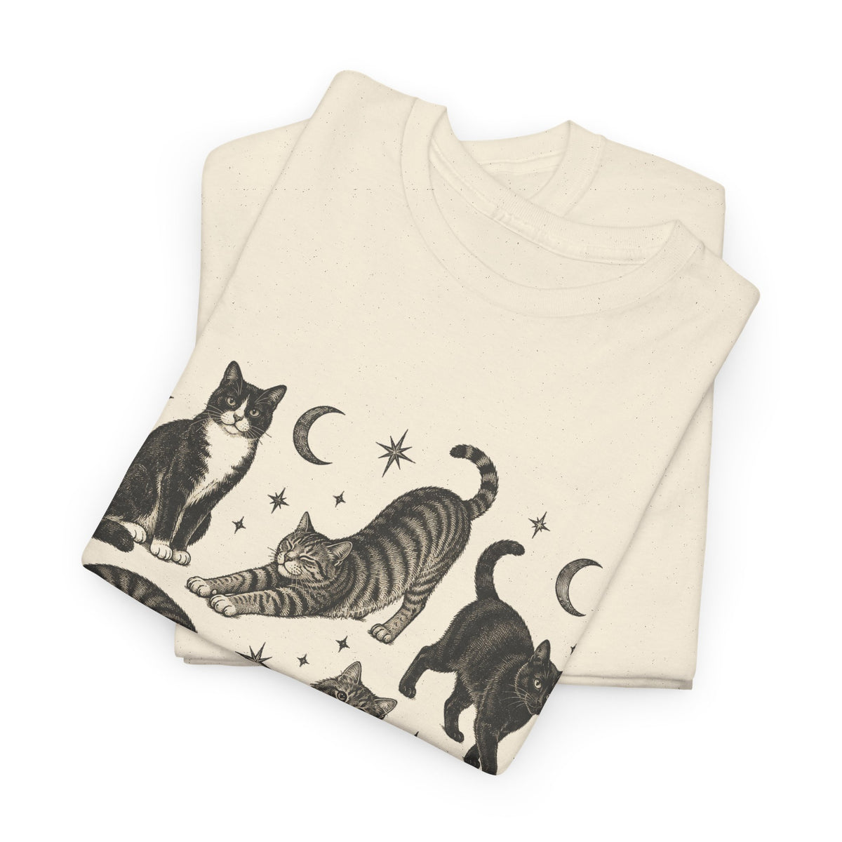 Vintage Cats and Moons T-Shirt Cute Cat Lover Celestial