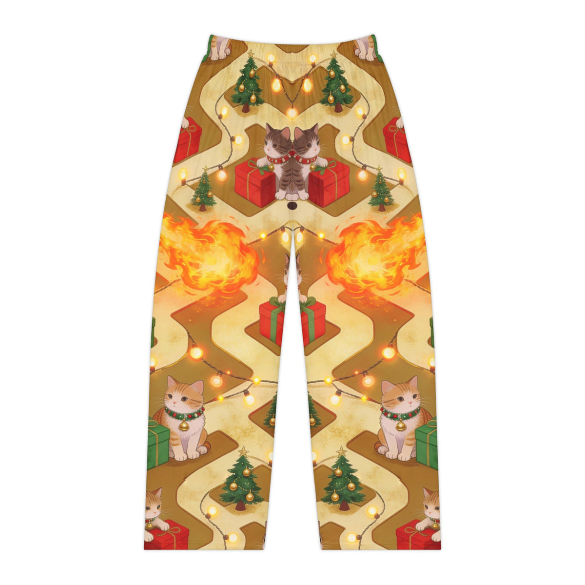 Christmas Dragon and Cats Pajama Pants Women Dragon Cat Holiday Lounge Pants