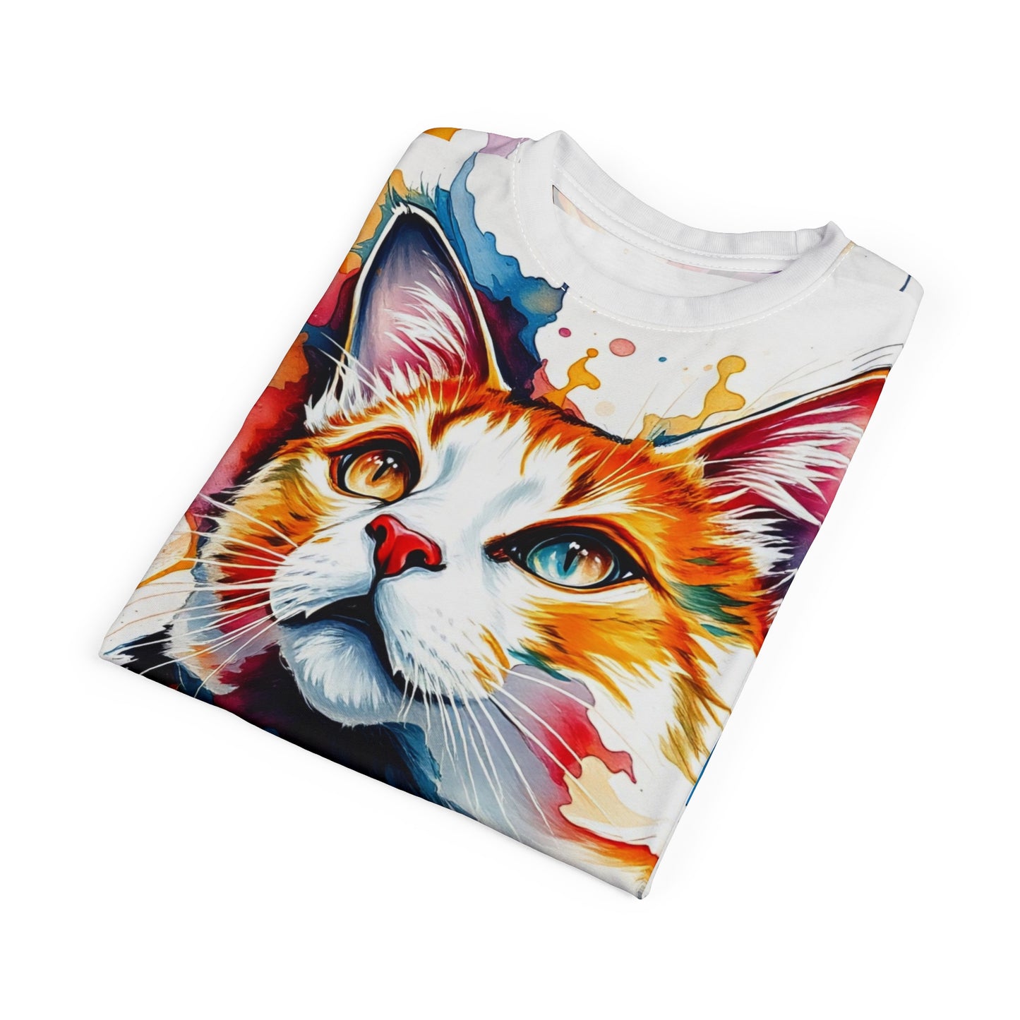 Cat Tee - Artsy Cat Unisex Cut & Sew Tee