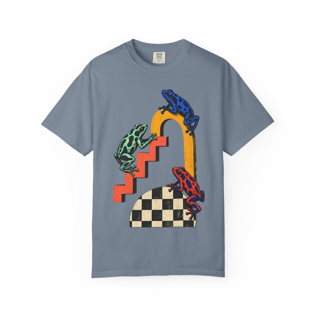 Poison Dart Frogs Stairs Checkered Dome Tee Geometric Arch Frog Wildlife Shirt