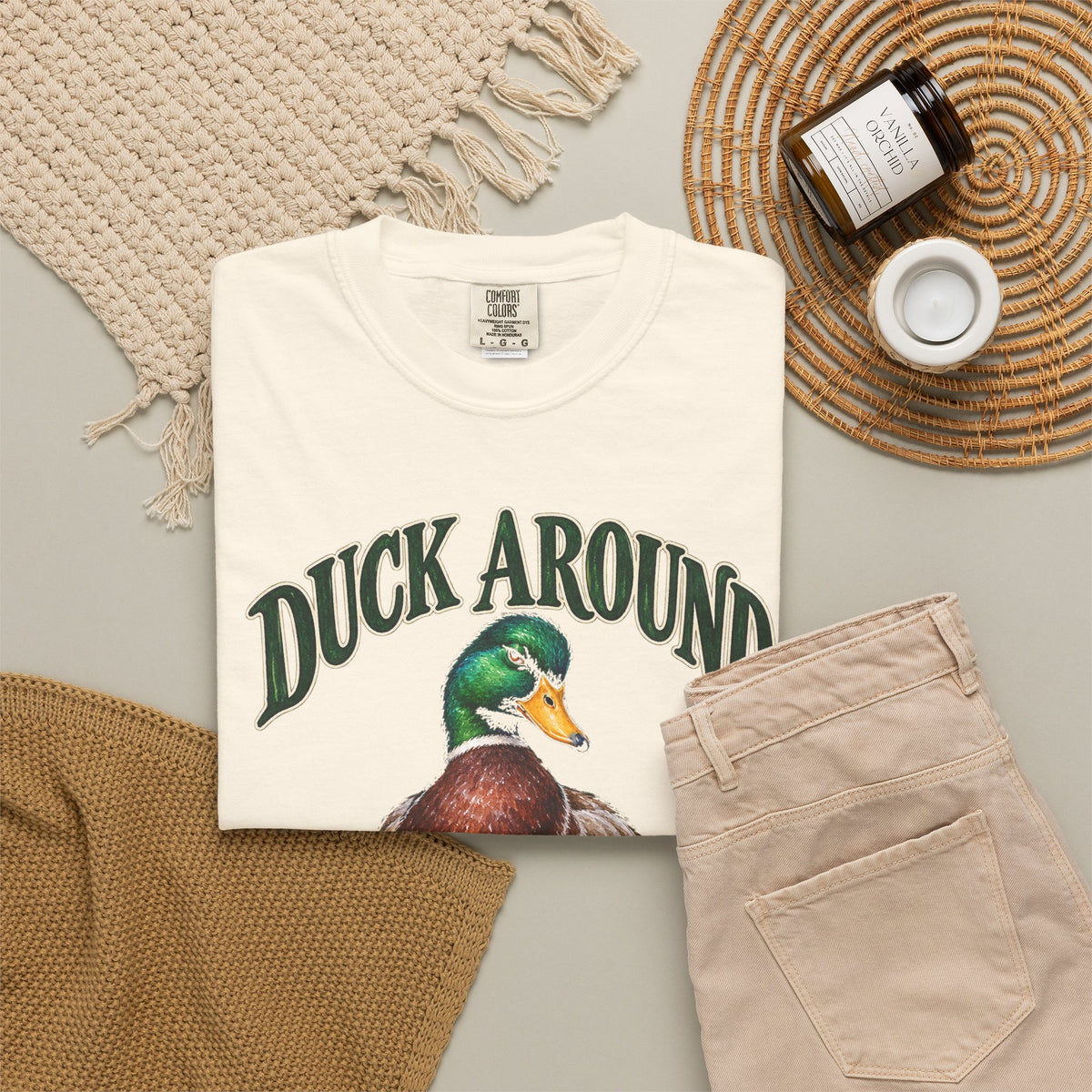 Duck Around and Find Out Green Letter Mallard Tee Funny FAFO Pun Shirt
