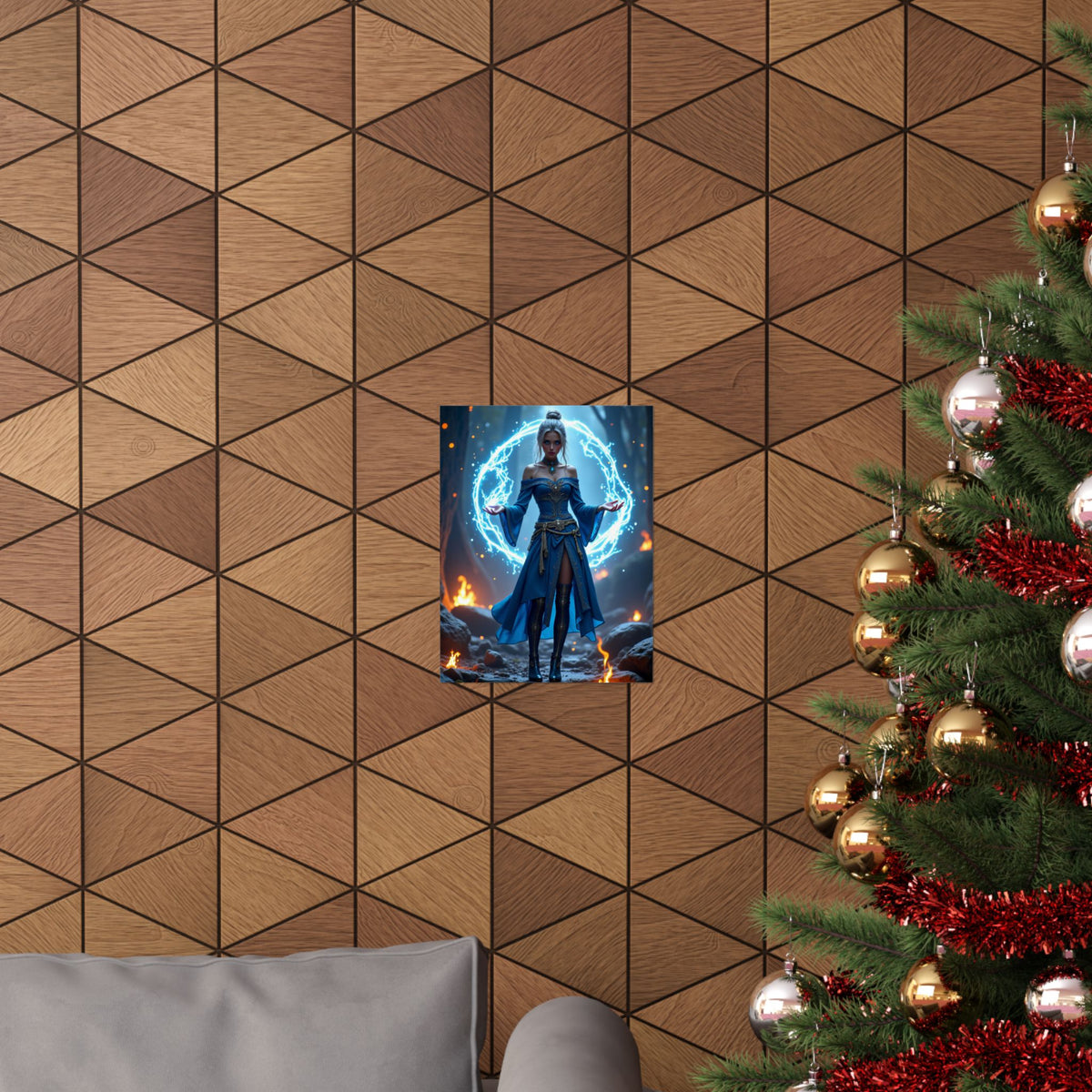 Mystic Sorceress Blue Magic Poster Matte Vertical Wall Art