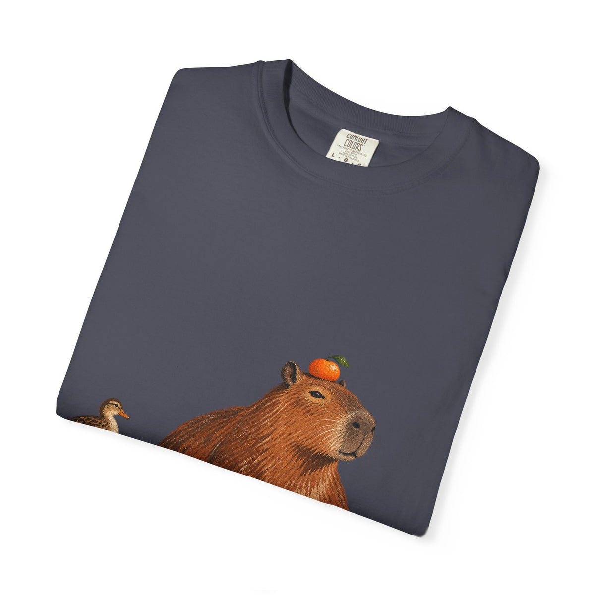 Capybara Orange Duck Tee Cute Capybara with Fruit Duck Lily Pad Pond Shirt