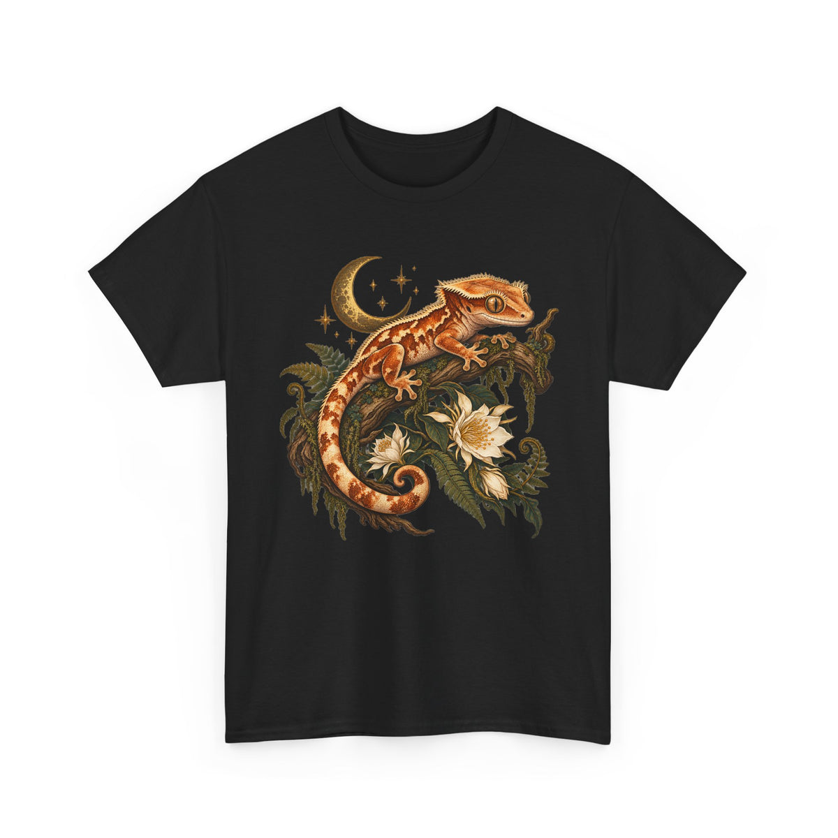 Crested Gecko Moon T-Shirt Night Bloom Reptile Stars Tee