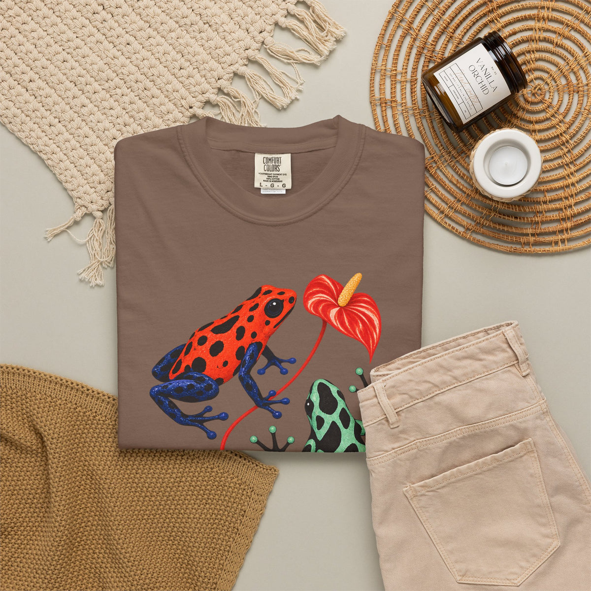 Poison Dart Frogs Anthurium Tee Colorful Dart Frog Red Flower Tropical Wildlife Shirt
