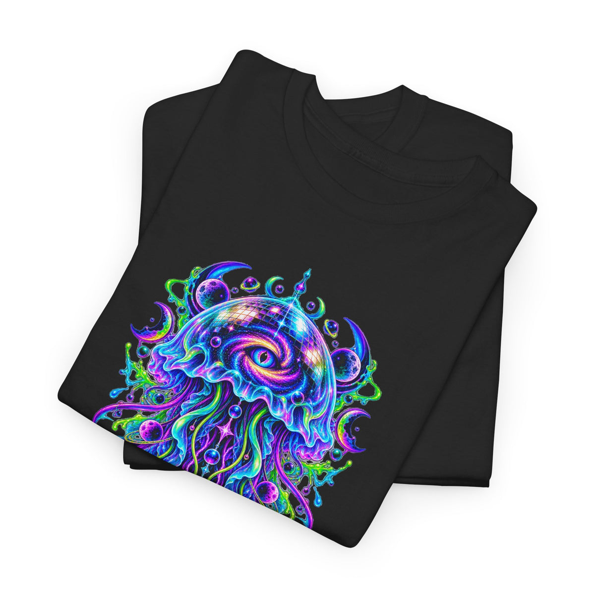 Cosmic Jellyfish T-Shirt Neon Space Psychedelic Disco Eye Tee