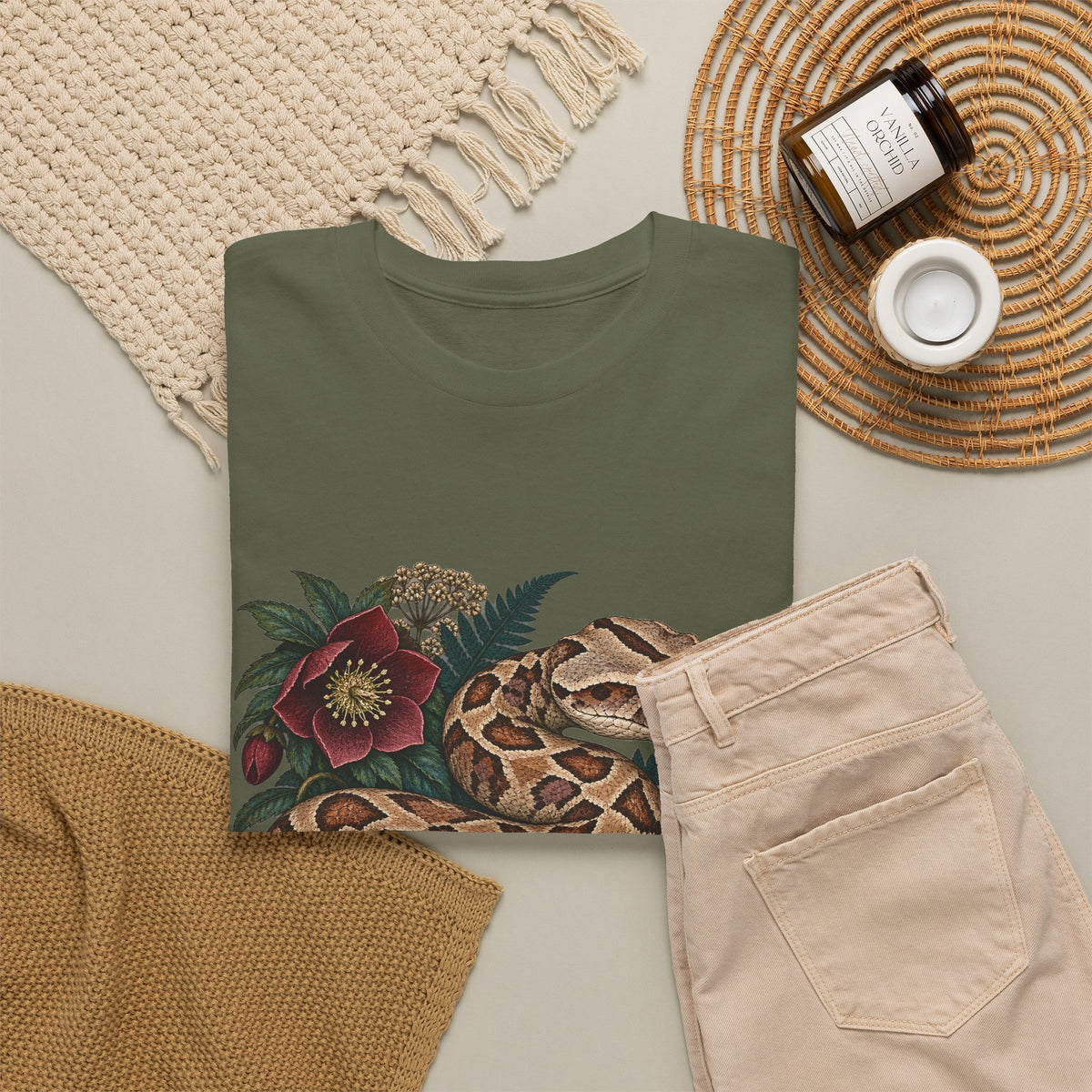 Gaboon Viper Hellebore T-Shirt Botanical Snake Fern Tee