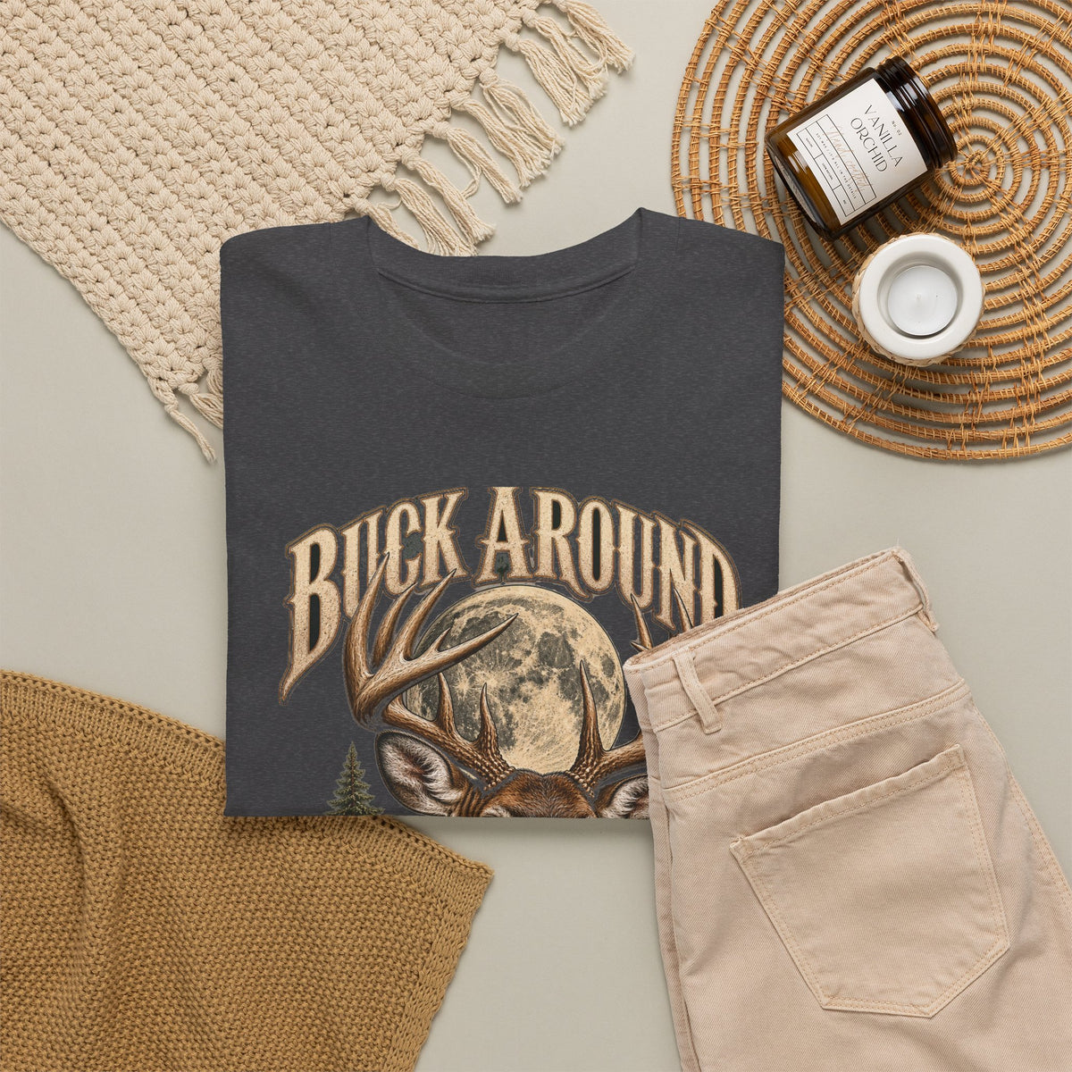 Buck Around and Find Out Moon Pines Deer Tee Funny Hunting FAFO Pun Shirt