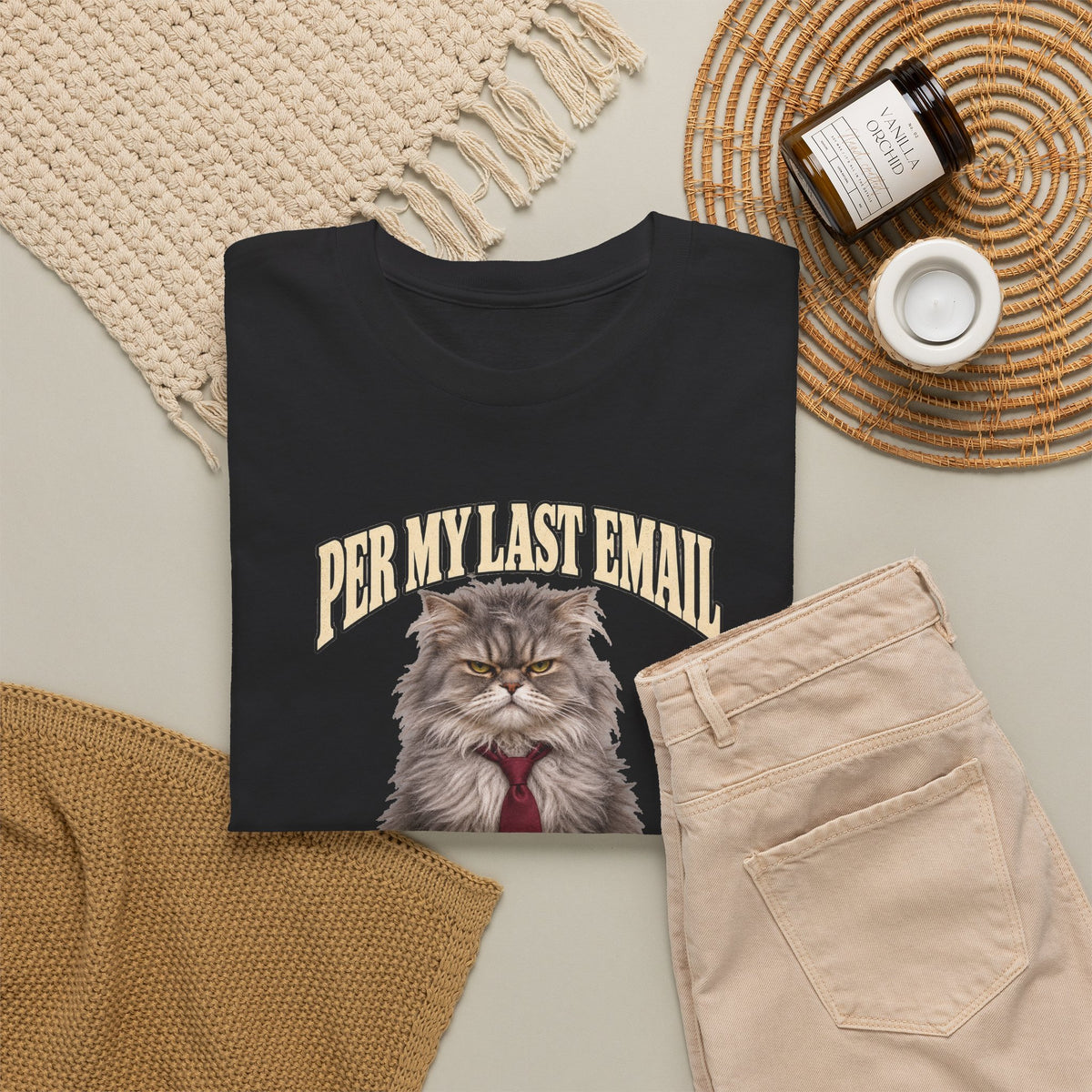 Per My Last Email Meow T-Shirt Funny Office Cat Work From Home Tee