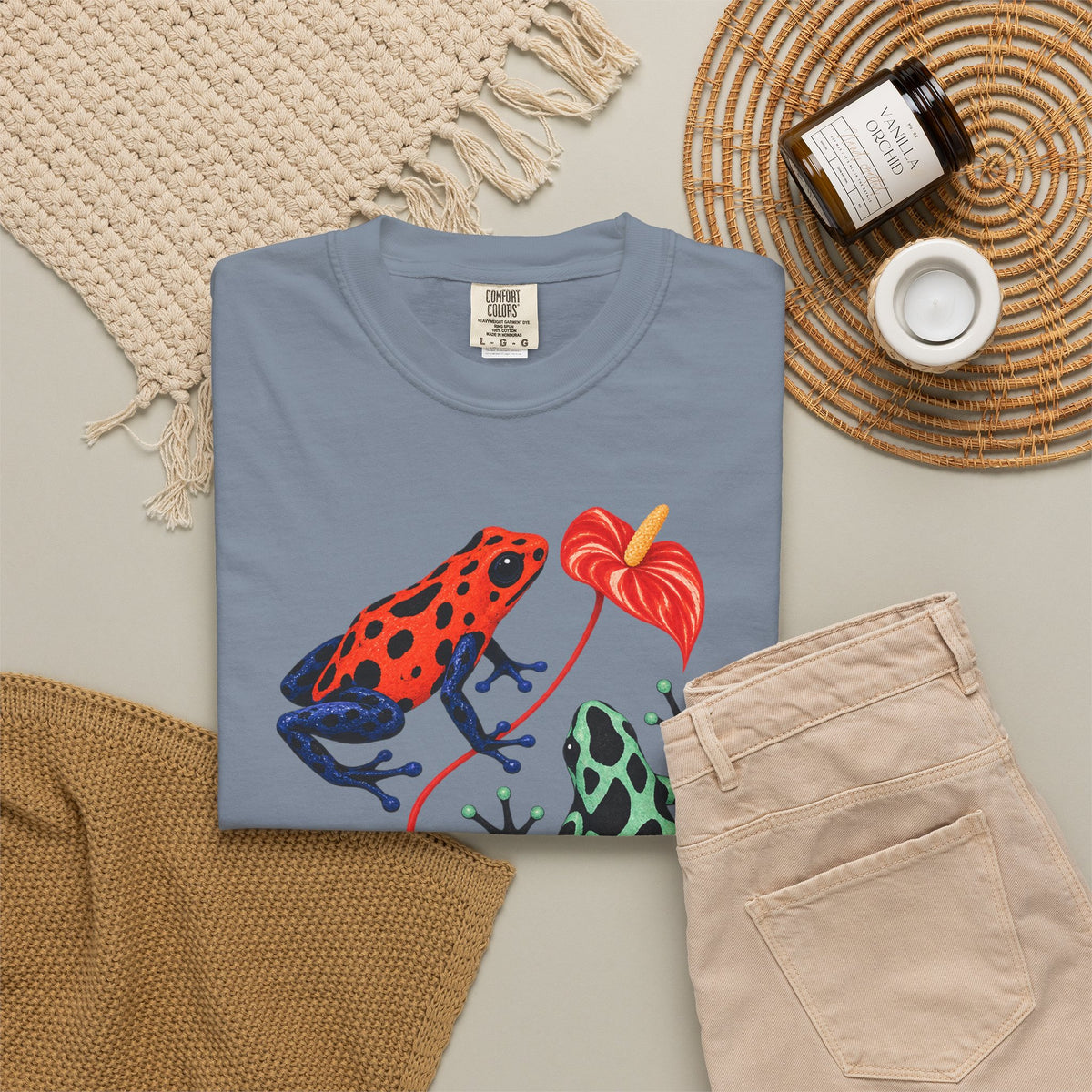 Poison Dart Frogs Anthurium Tee Colorful Dart Frog Red Flower Tropical Wildlife Shirt