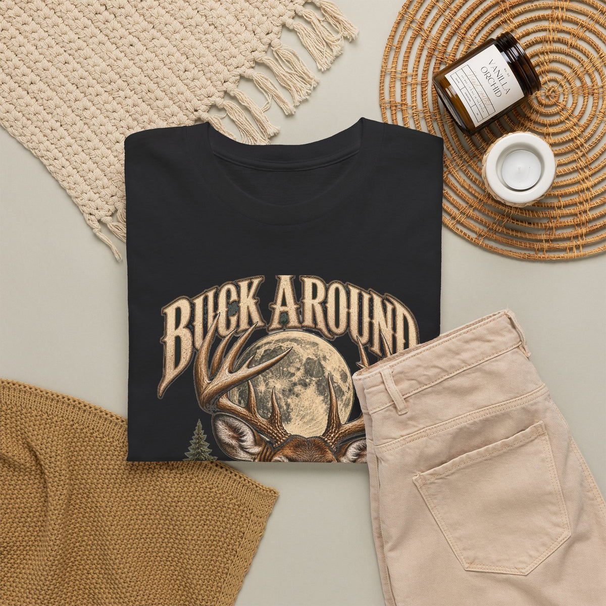 Buck Around and Find Out Moon Pines Deer Tee Funny Hunting FAFO Pun Shirt