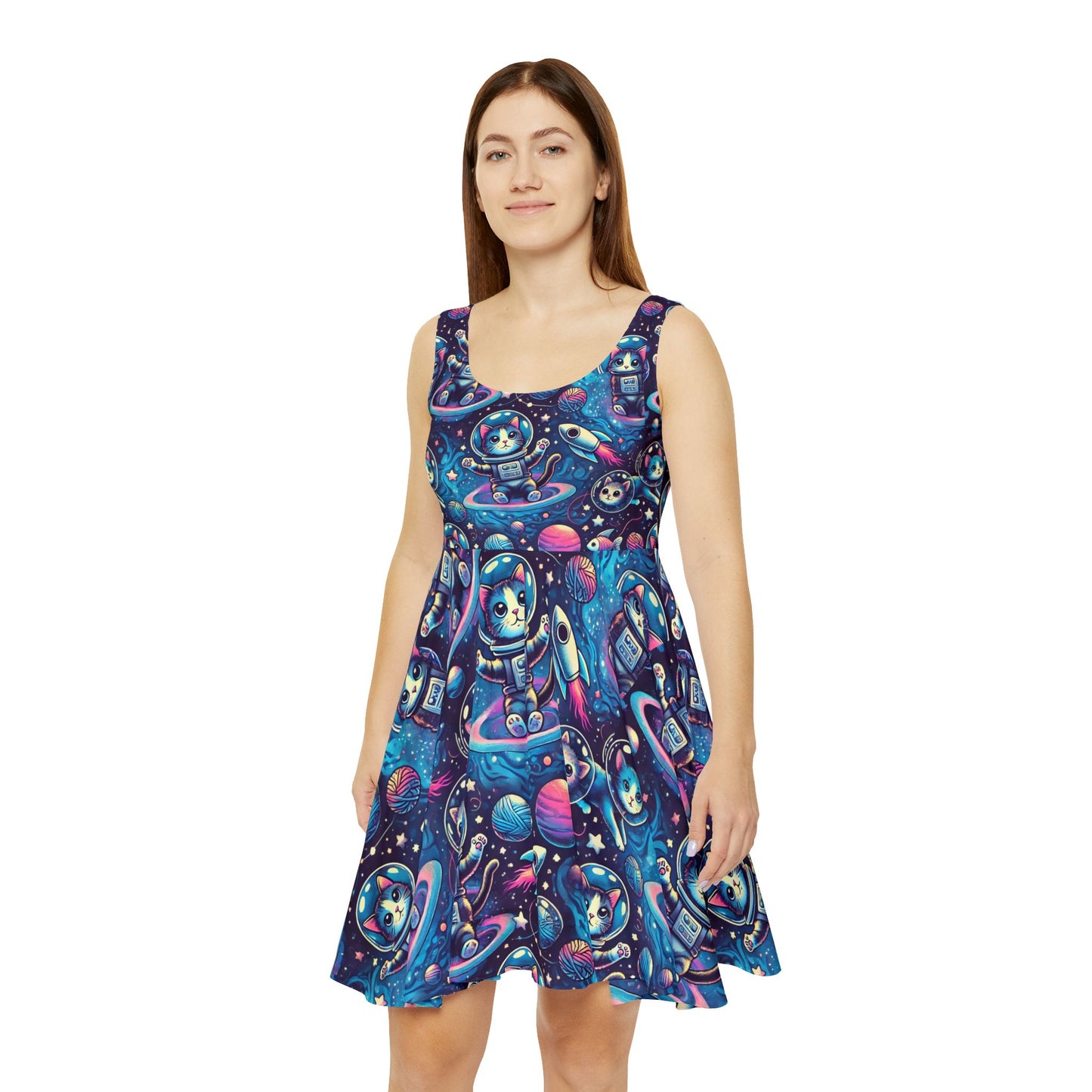 Space cat Women's Skater Dress (AOP)