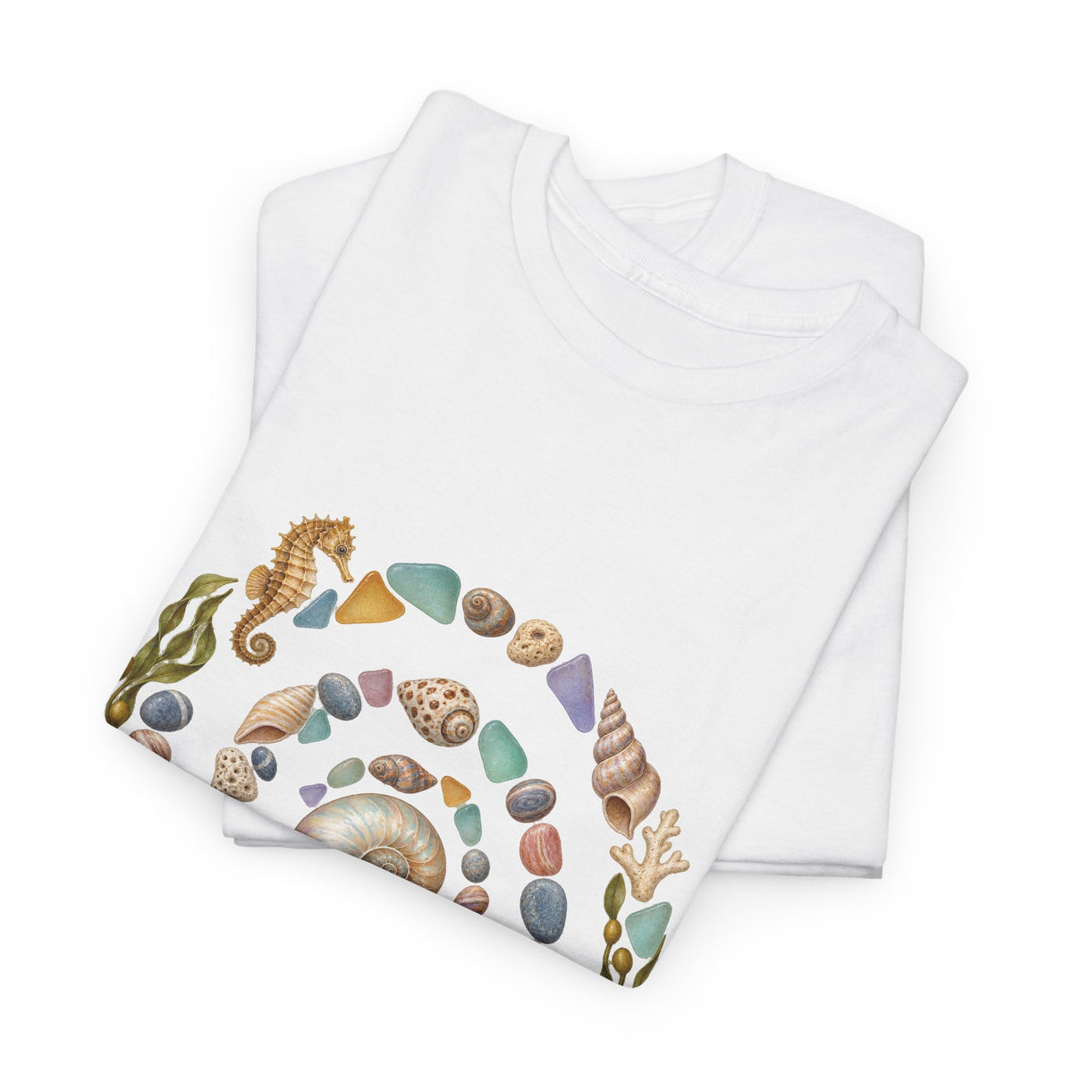 Nautilus Seashell Spiral T-Shirt Ocean Beach Shells Seahorse Starfish Tee