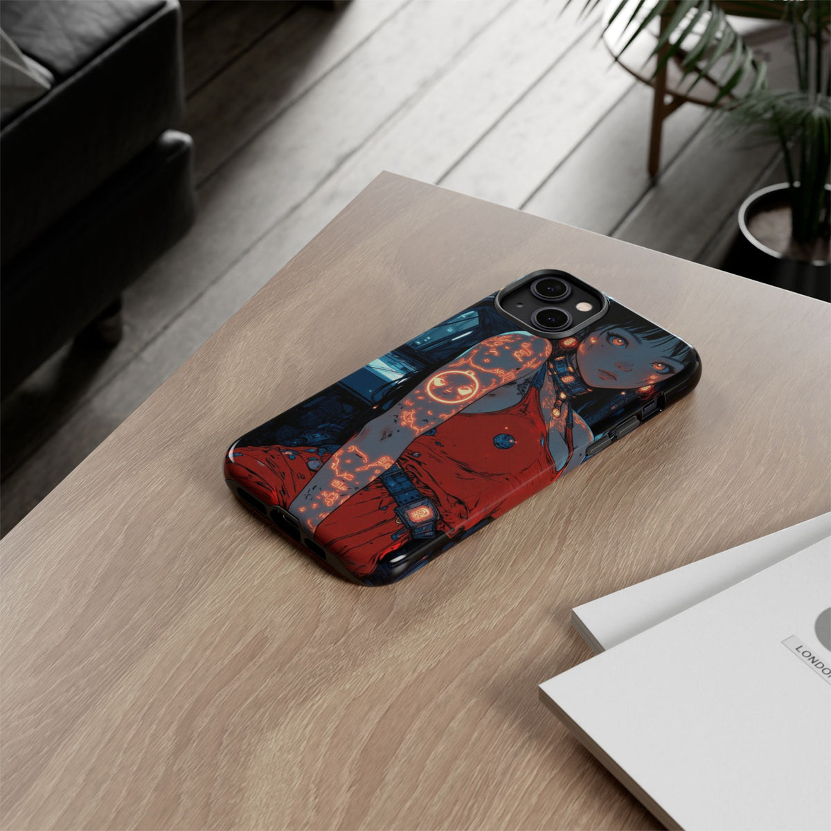 Tattooed Girl Neon Car Tough Phone Case iPhone Samsung Pixel