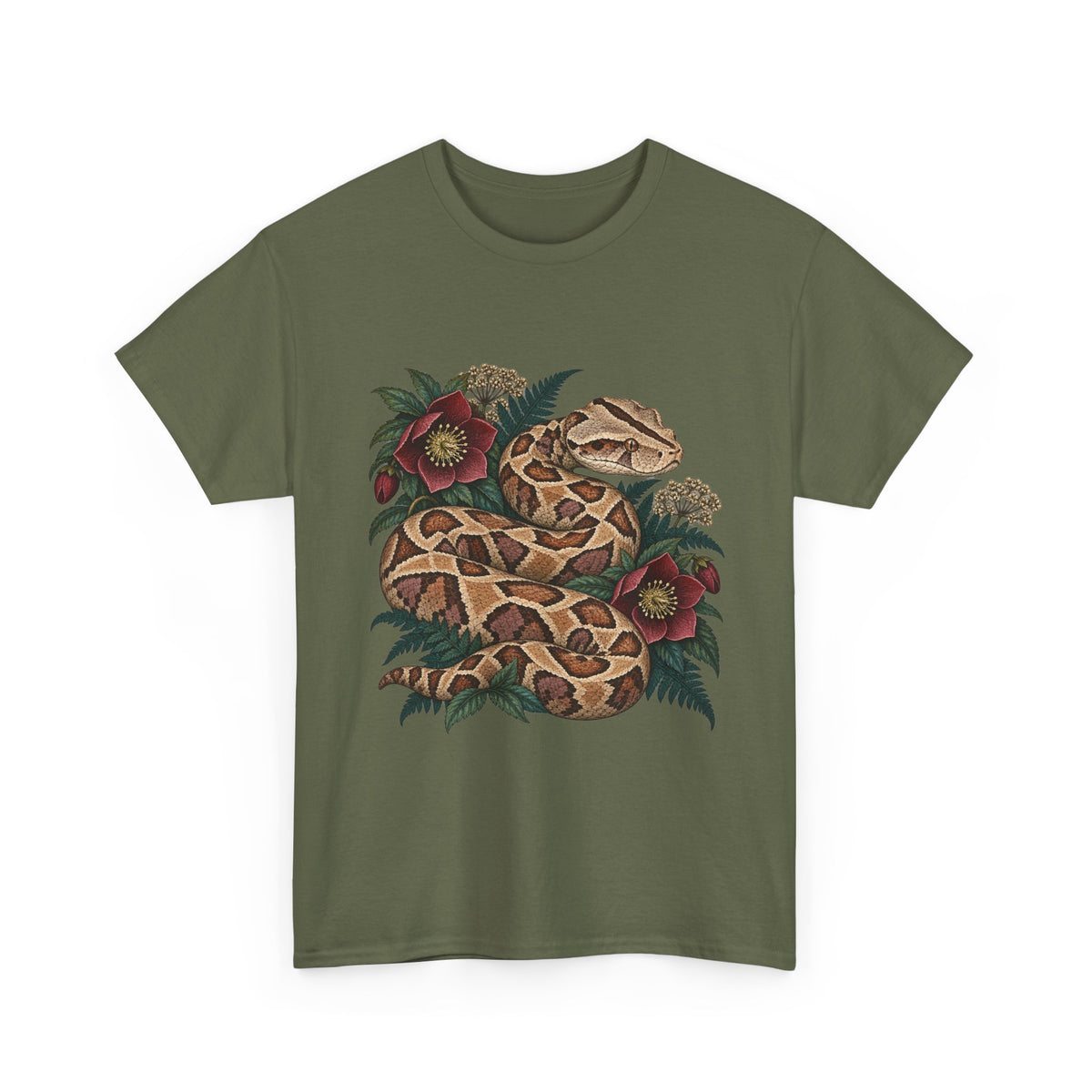 Gaboon Viper Hellebore T-Shirt Botanical Snake Fern Tee