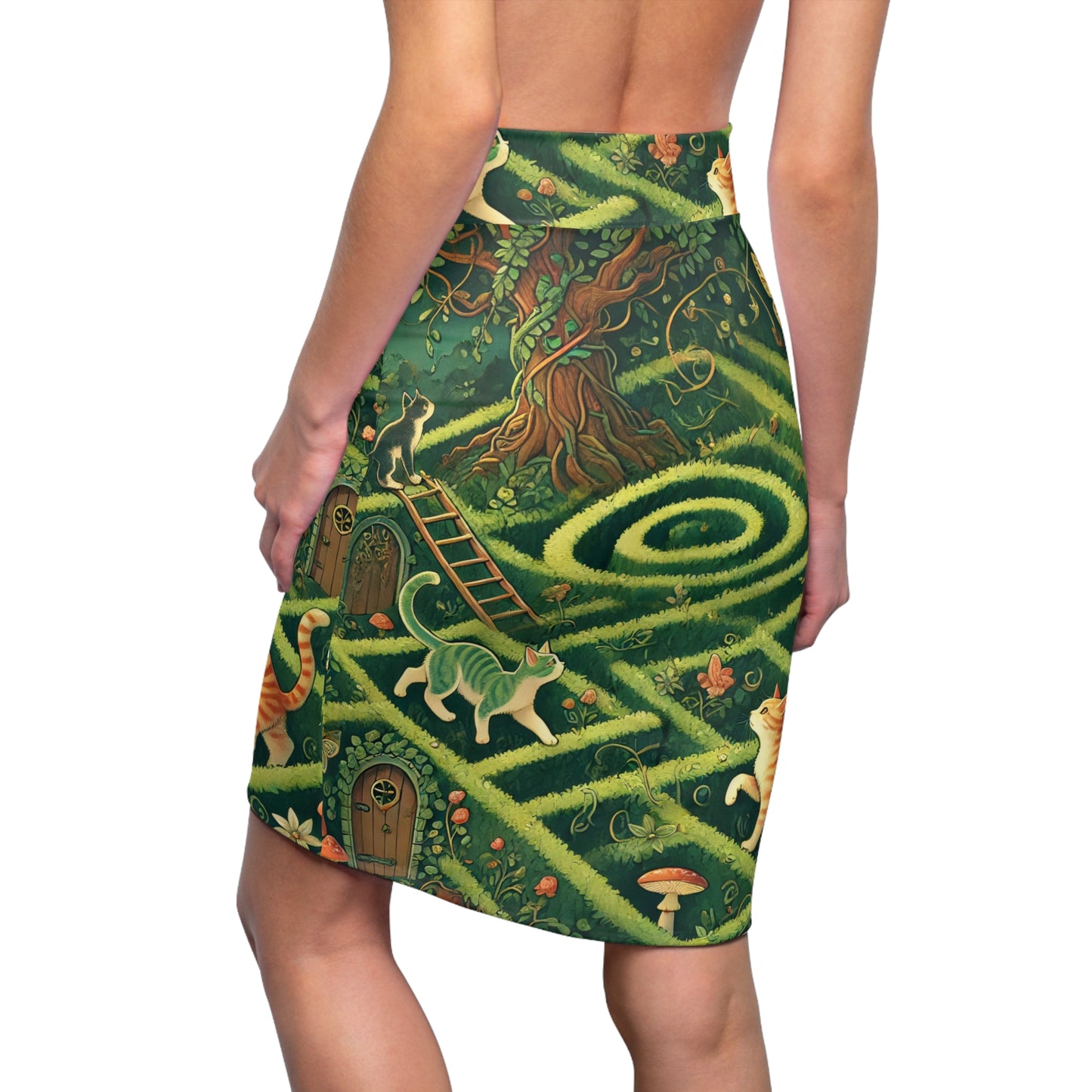 Pencil Skirt - Maze Cat Design