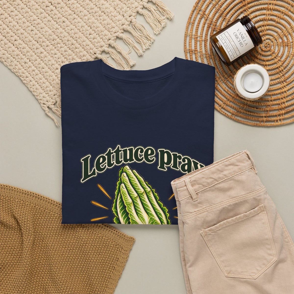 Lettuce Pray For One Another T-Shirt Funny Vegetable Pun Praying Hands Tee