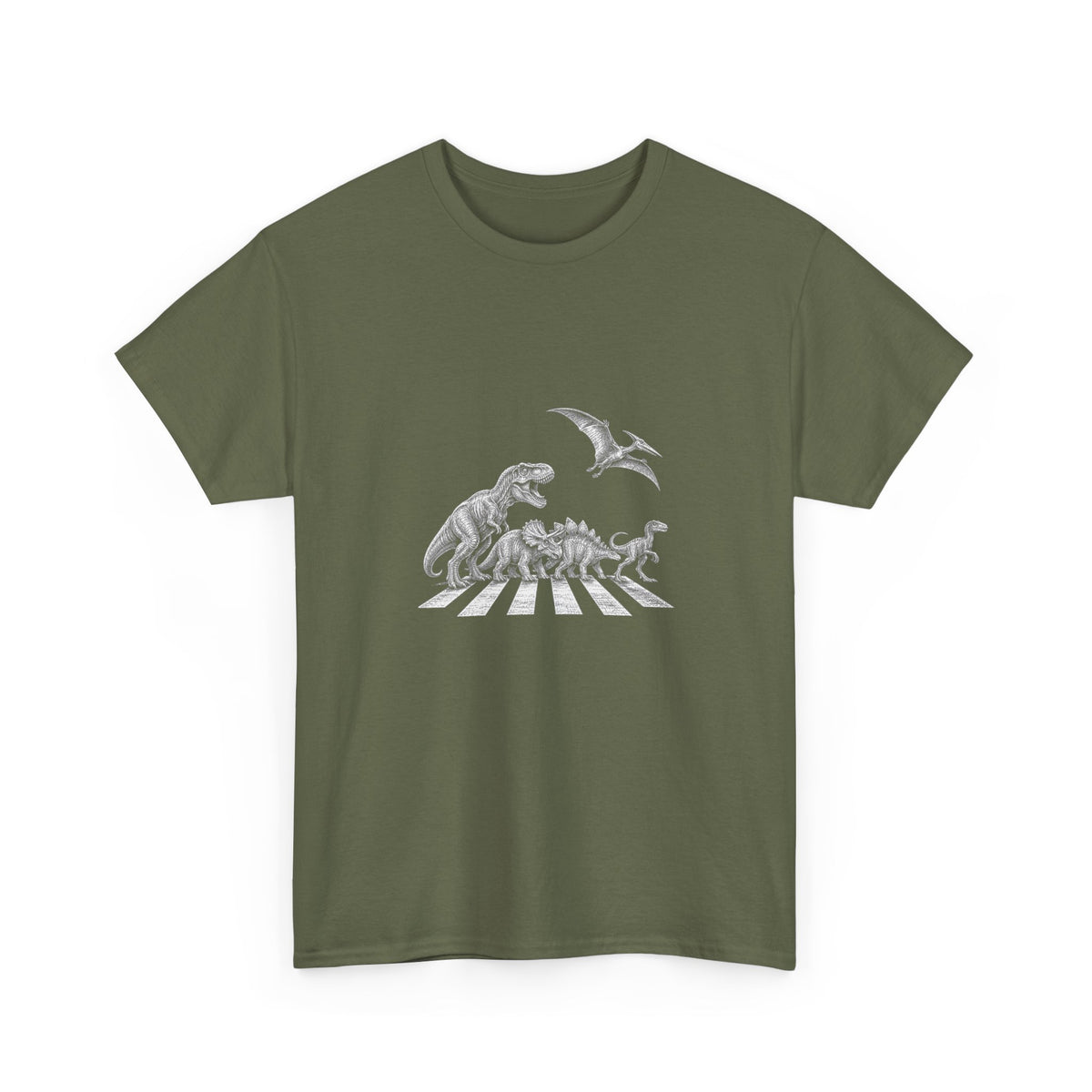 Dinosaurs Abbey Road T-Shirt Funny Dino Crossing Woodcut Parody Tee