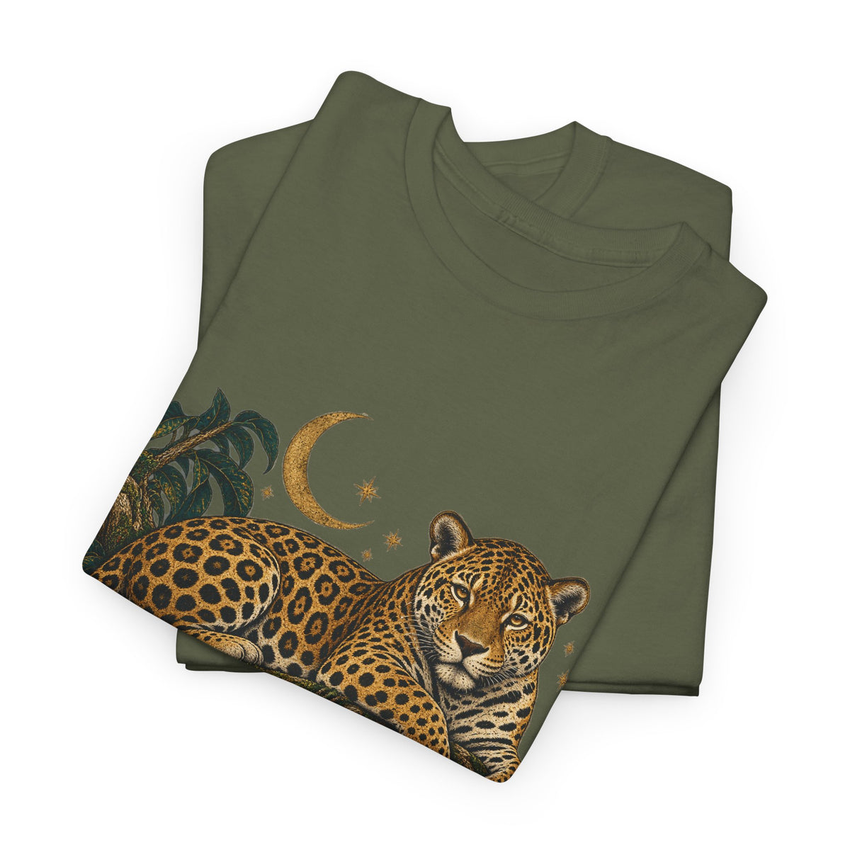 Jaguar Night Bloom Moon T-Shirt Celestial Big Cat Tee