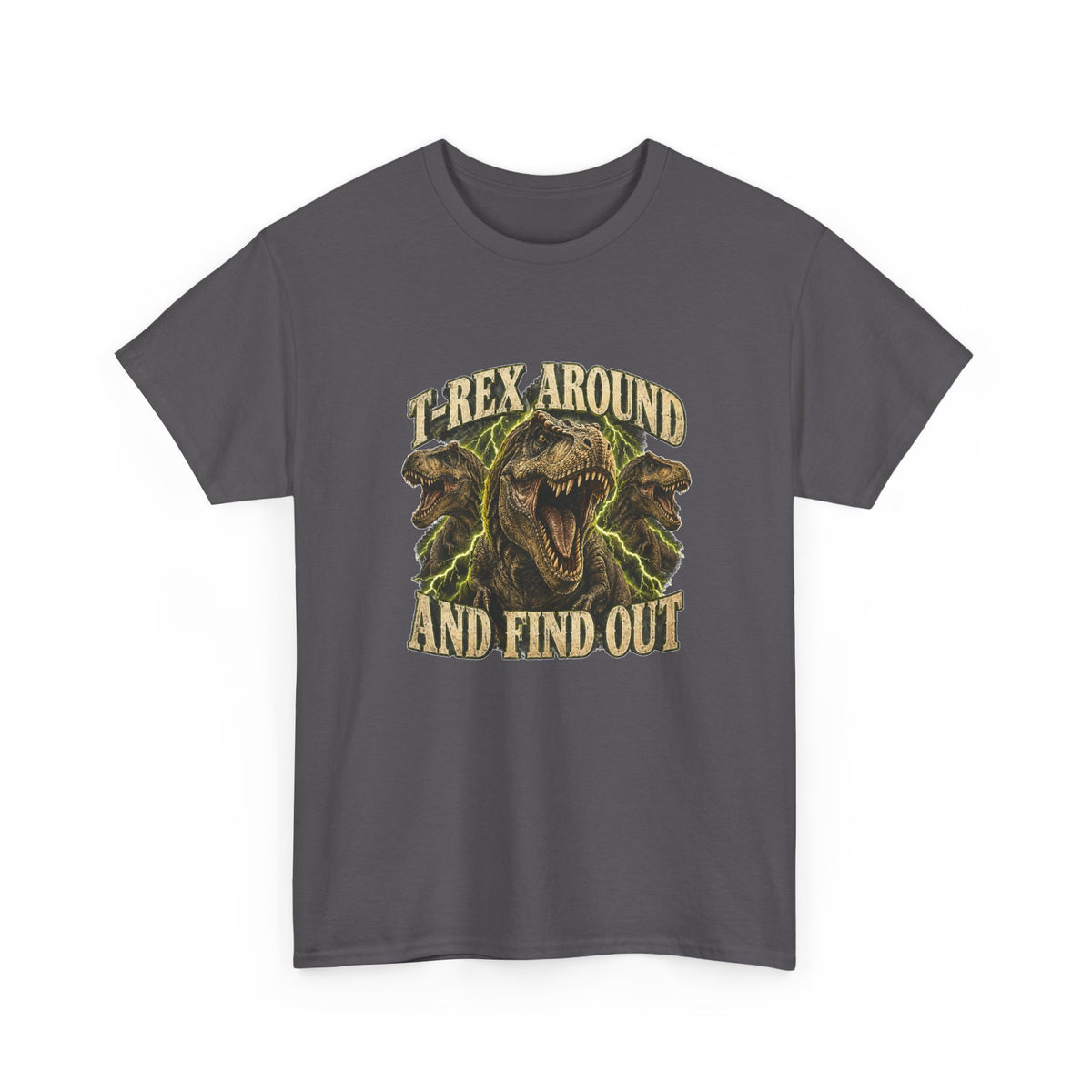 T-Rex Around and Find Out T-Shirt Funny Dinosaur Graphic Tee Retro 90s Style