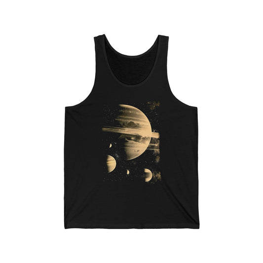 Golden Planets Tank Top Solar System Space Graphic Tank
