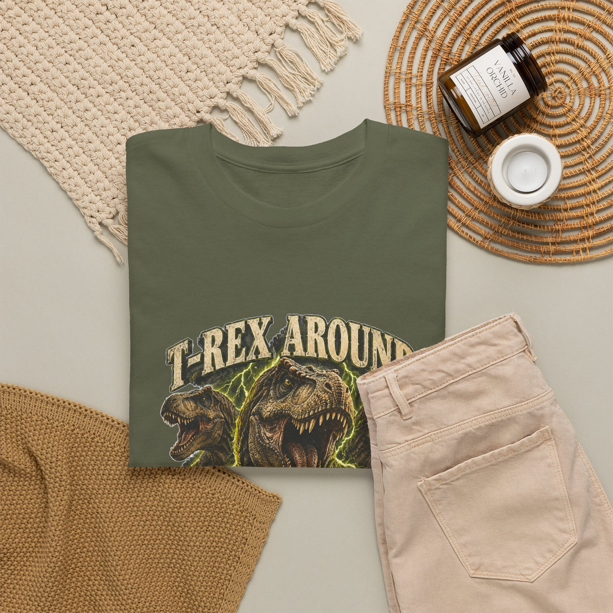 T-Rex Around and Find Out T-Shirt Funny Dinosaur Graphic Tee Retro 90s Style