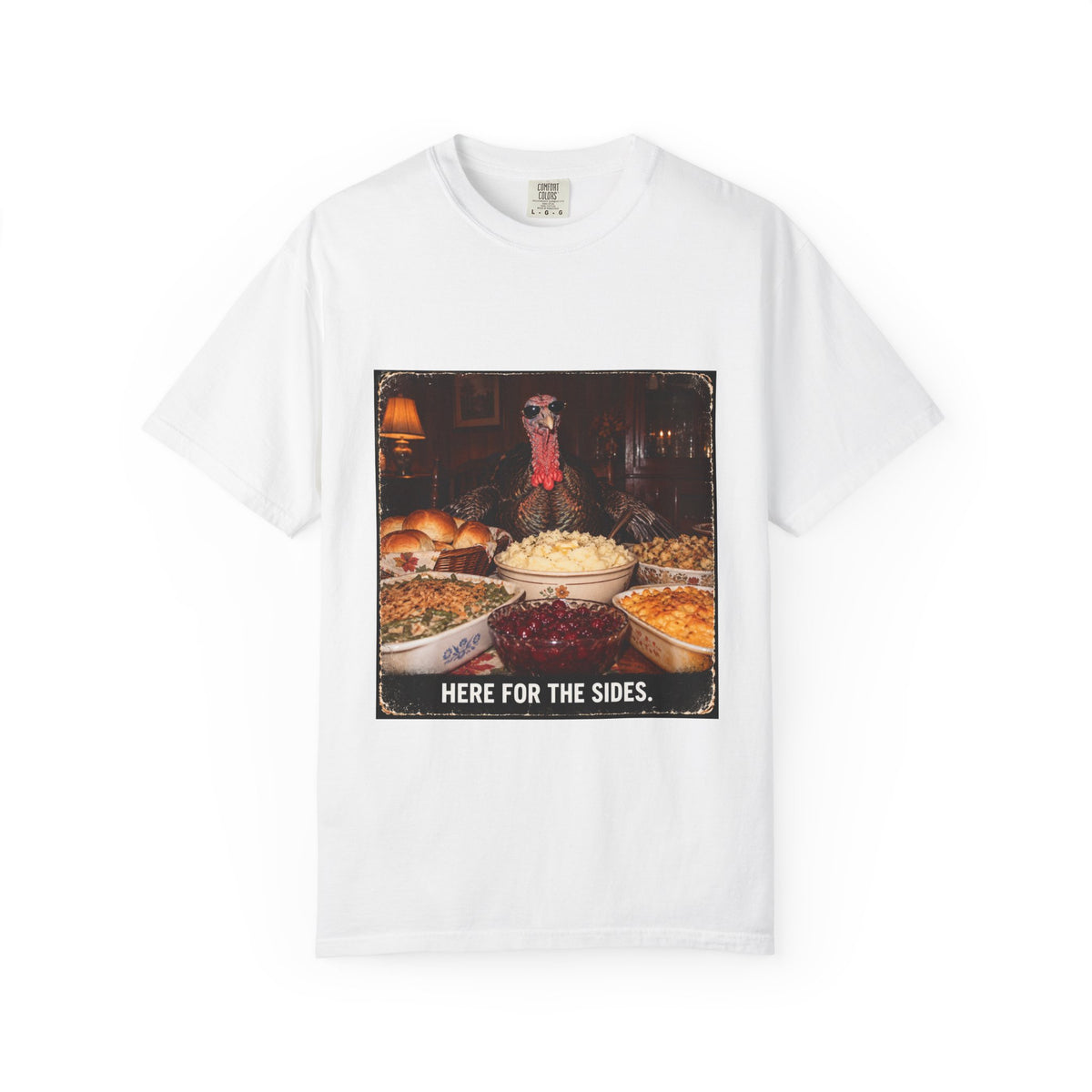 Here for the Sides Funny Thanksgiving Turkey Tee Cool Turkey Sunglasses Side Dishes Meme Shirt
