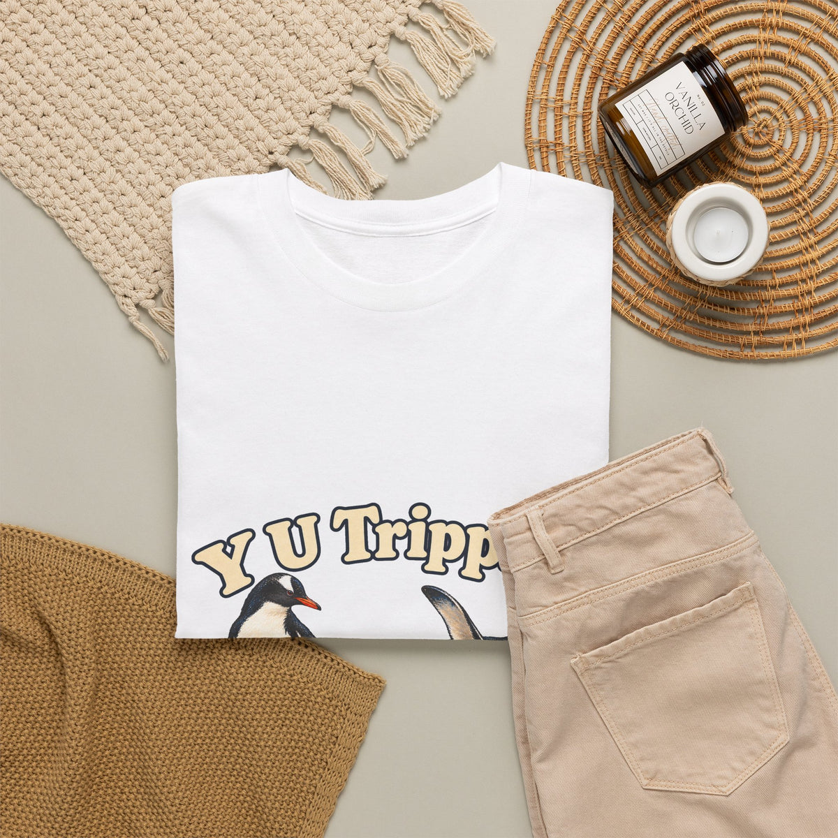 Y U Trippin T-Shirt Funny Penguin Pair Tripping Iceberg Pun Tee