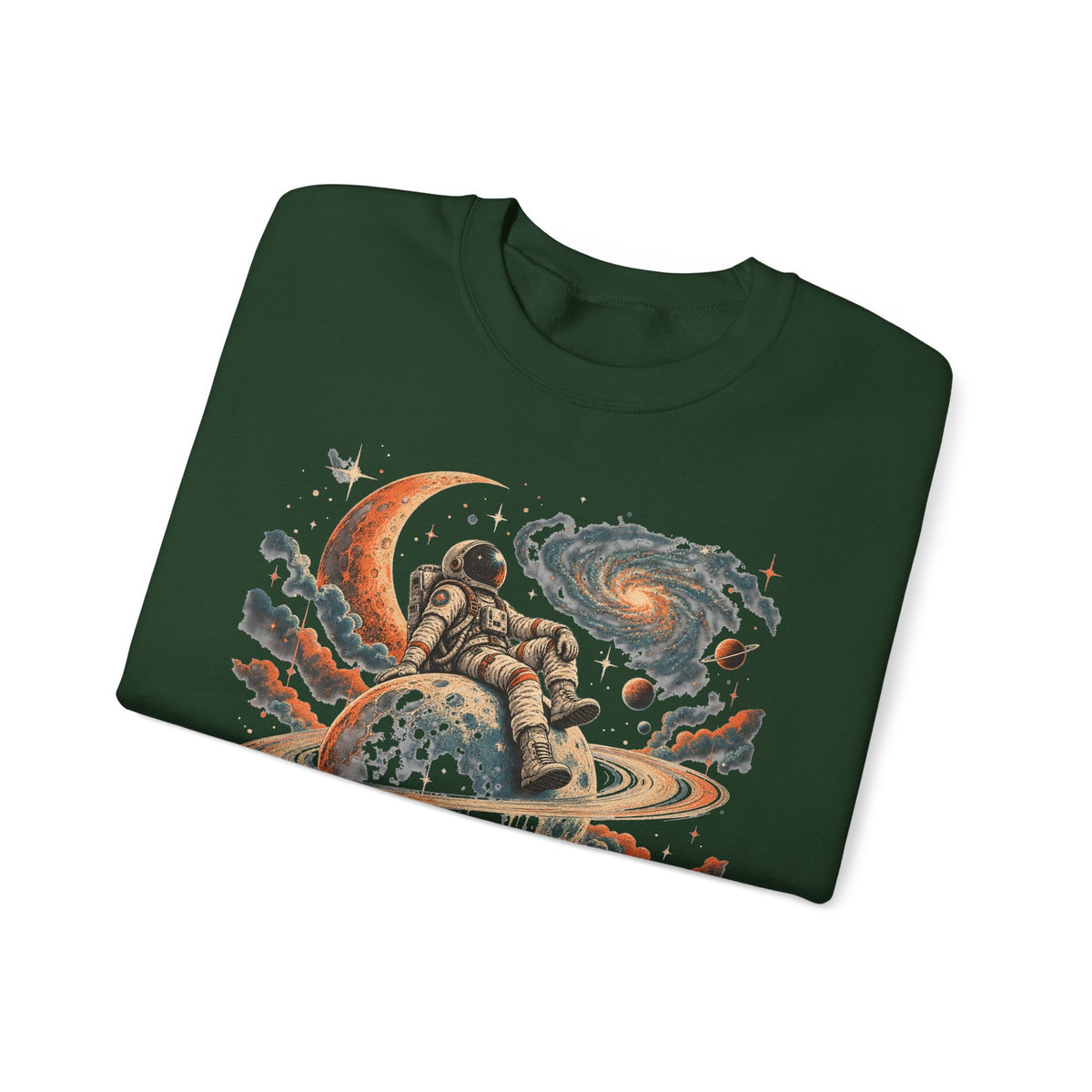 Astronaut on Saturn Sweatshirt Chill Astronaut Ringed Planet Galaxy Crewneck