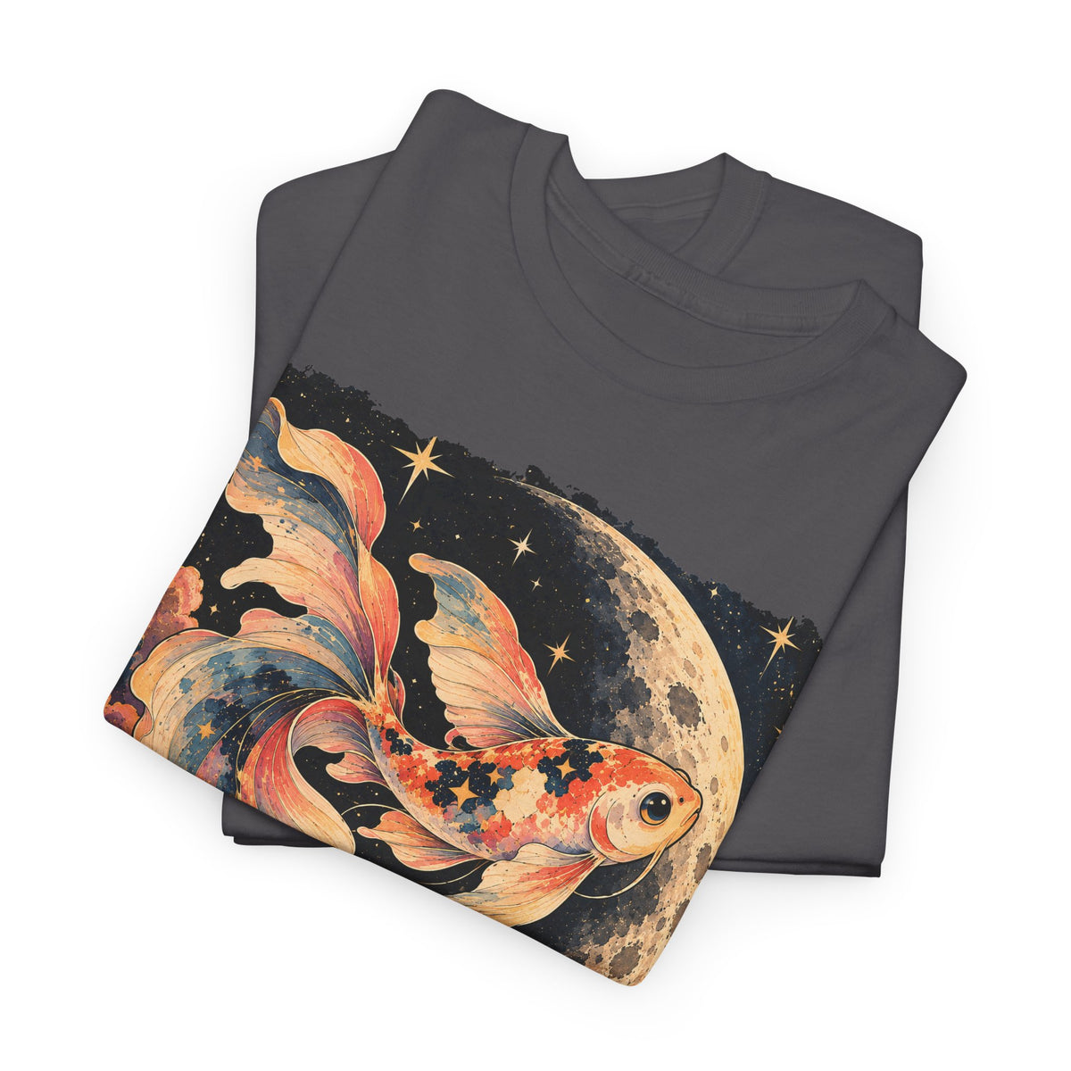 Koi Fish Moon T-Shirt Celestial Koi Night Sky Full Moon Graphic Tee Unisex