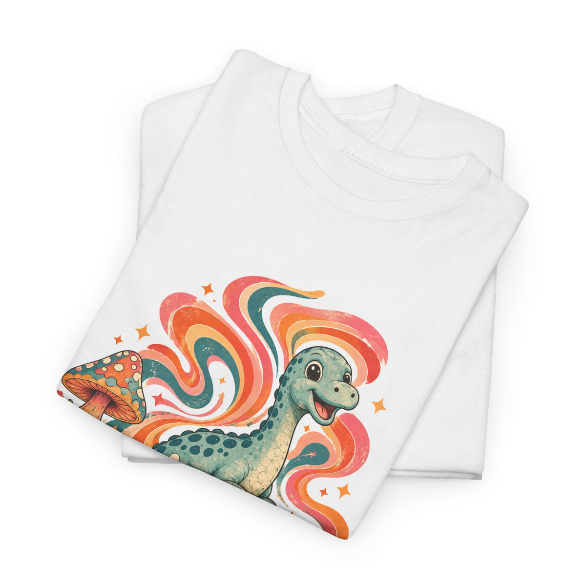 Groovy Brontosaurus T-Shirt Retro 70s Dinosaur Mushroom Daisy Tee