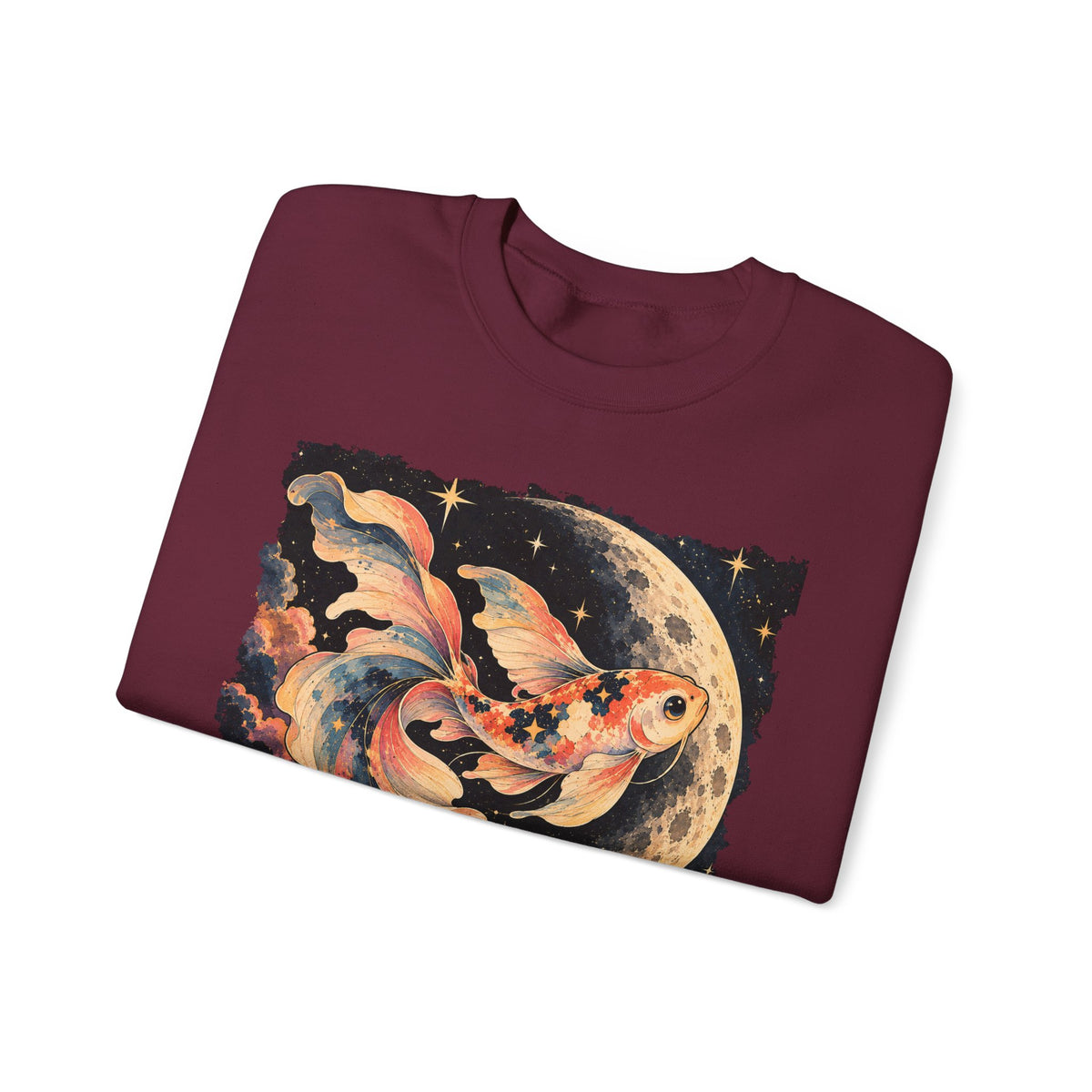 Koi Fish Moon Sweatshirt Celestial Koi Night Sky Full Moon Crewneck