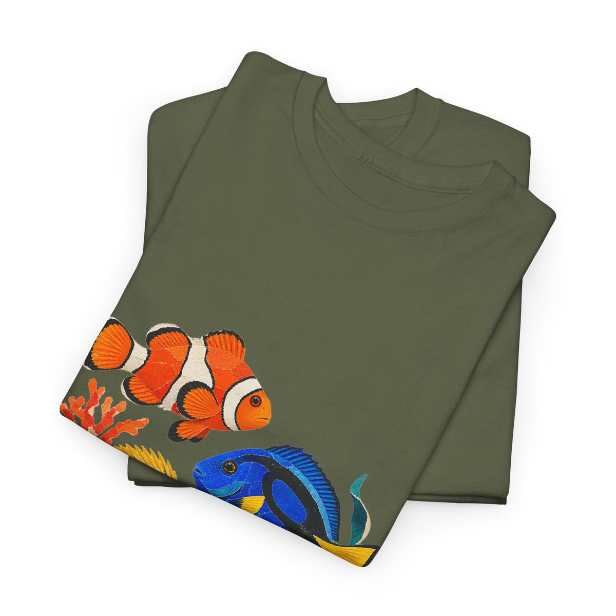 Tropical Fish Coral Collage Tee Clownfish Blue Tang Butterflyfish Coral Reef Ocean Shirt