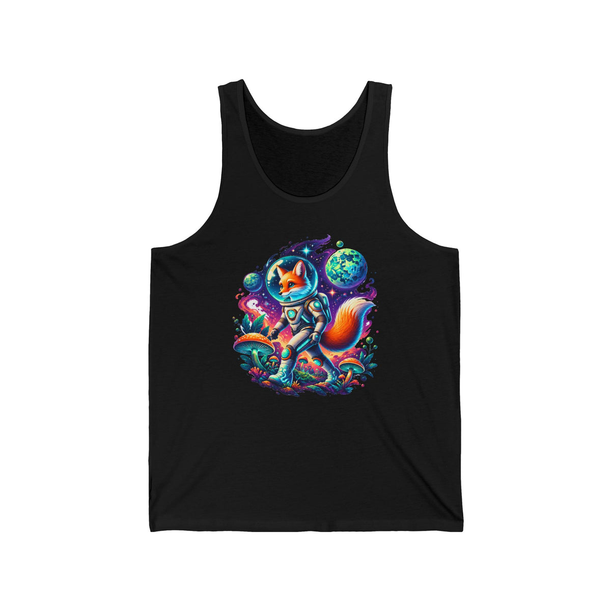 Fox Astronaut Tank Top Space Fox Glowing Mushroom Planet Galaxy Tank