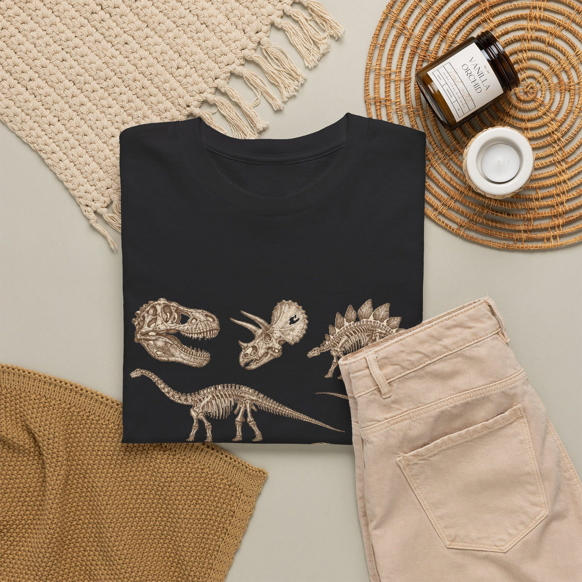 Dinosaur Skeleton Fossils T-Shirt Vintage Paleontology Chart