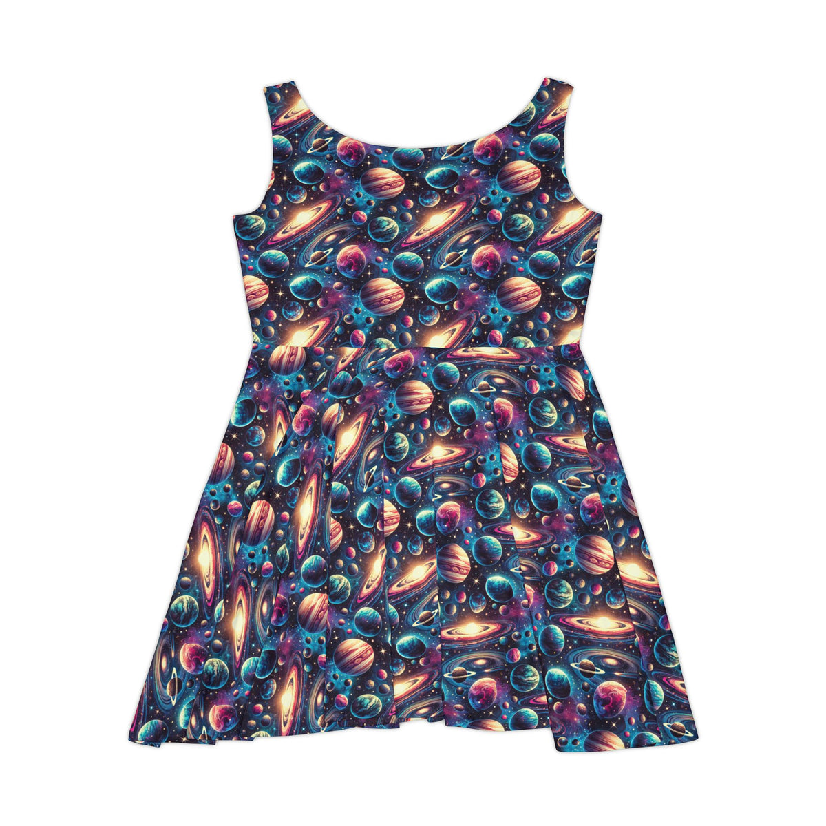 Galaxy Planets Skater Dress Women's Outer Space Print Dress
