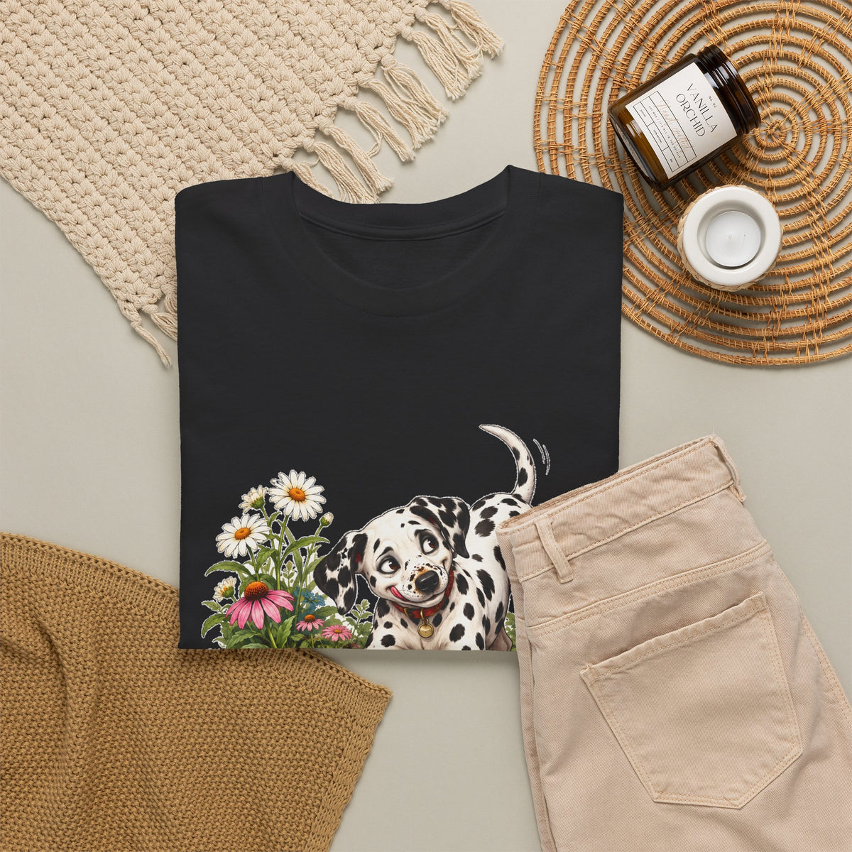Dalmatian Digging Garden T-Shirt Funny Puppy Flower Dirt Dog Lover Tee