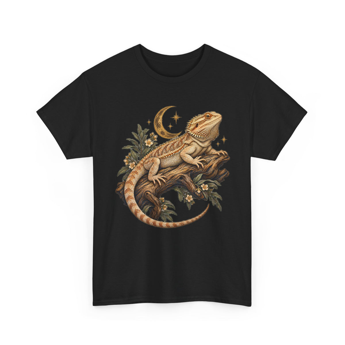 Bearded Dragon Moon T-Shirt Celestial Lizard Night Bloom Tee