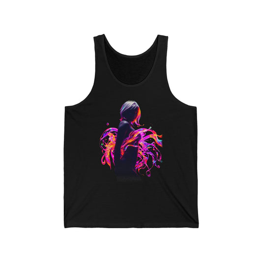 Neon Pink Glow Silhouette Graphic Tank Top Unisex Jersey Tank