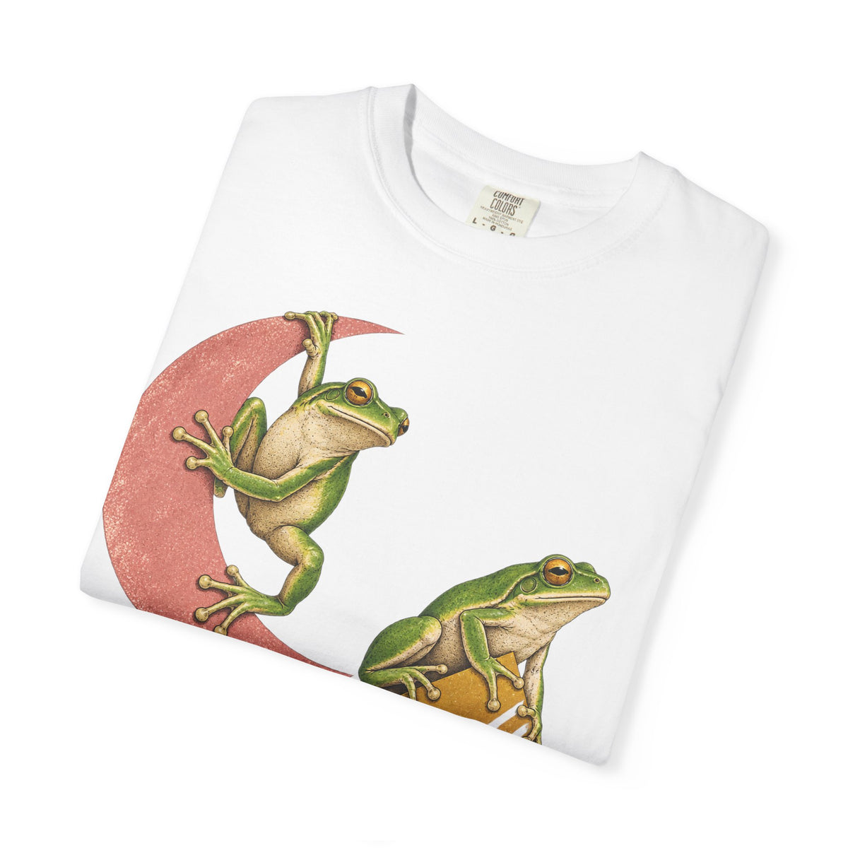 Green Tree Frogs Geometric Moon Triangle Ribbon Tee Midcentury Frog Wildlife Shirt
