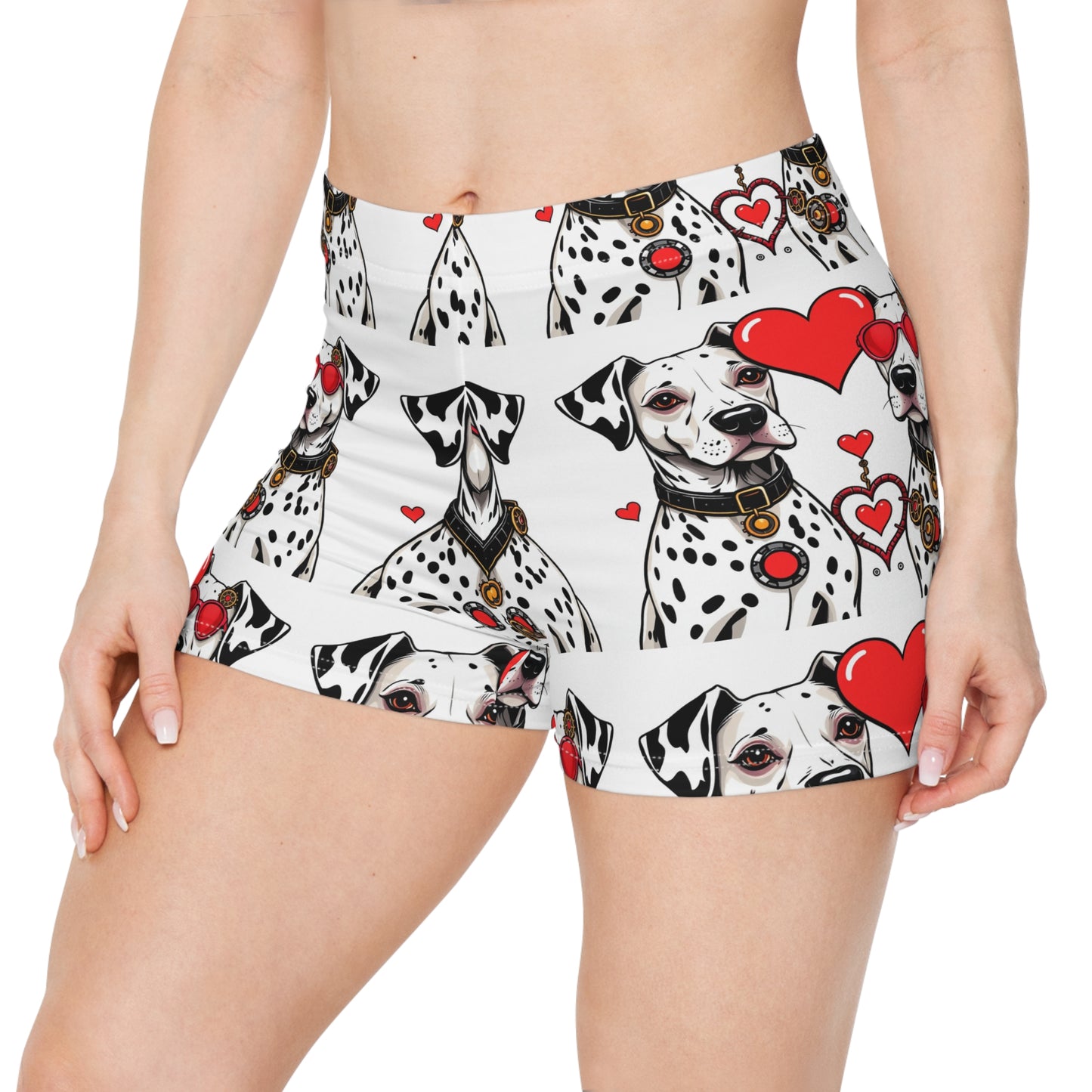 Women's Shorts - Valentines Hearts Love Dalmatian Dogs Cute Adorable