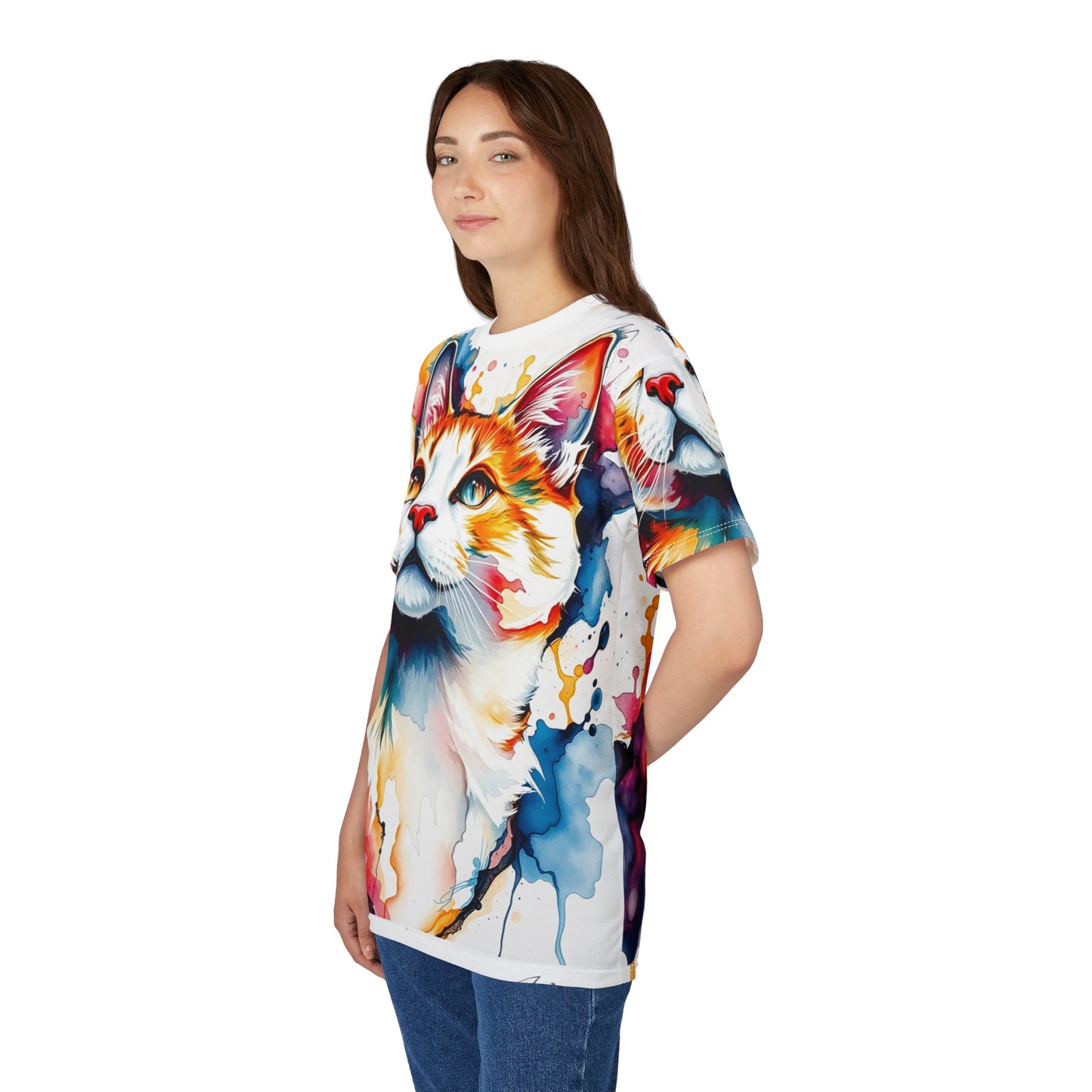 Cat Tee - Artsy Cat Unisex Cut & Sew Tee