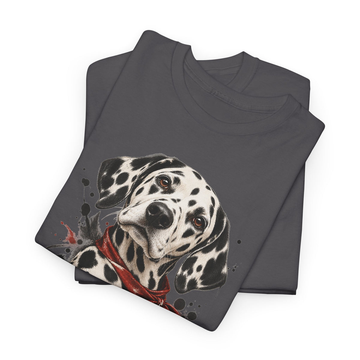 Dalmatian Red Bandana T-Shirt Dog Portrait Splatter Art Tee
