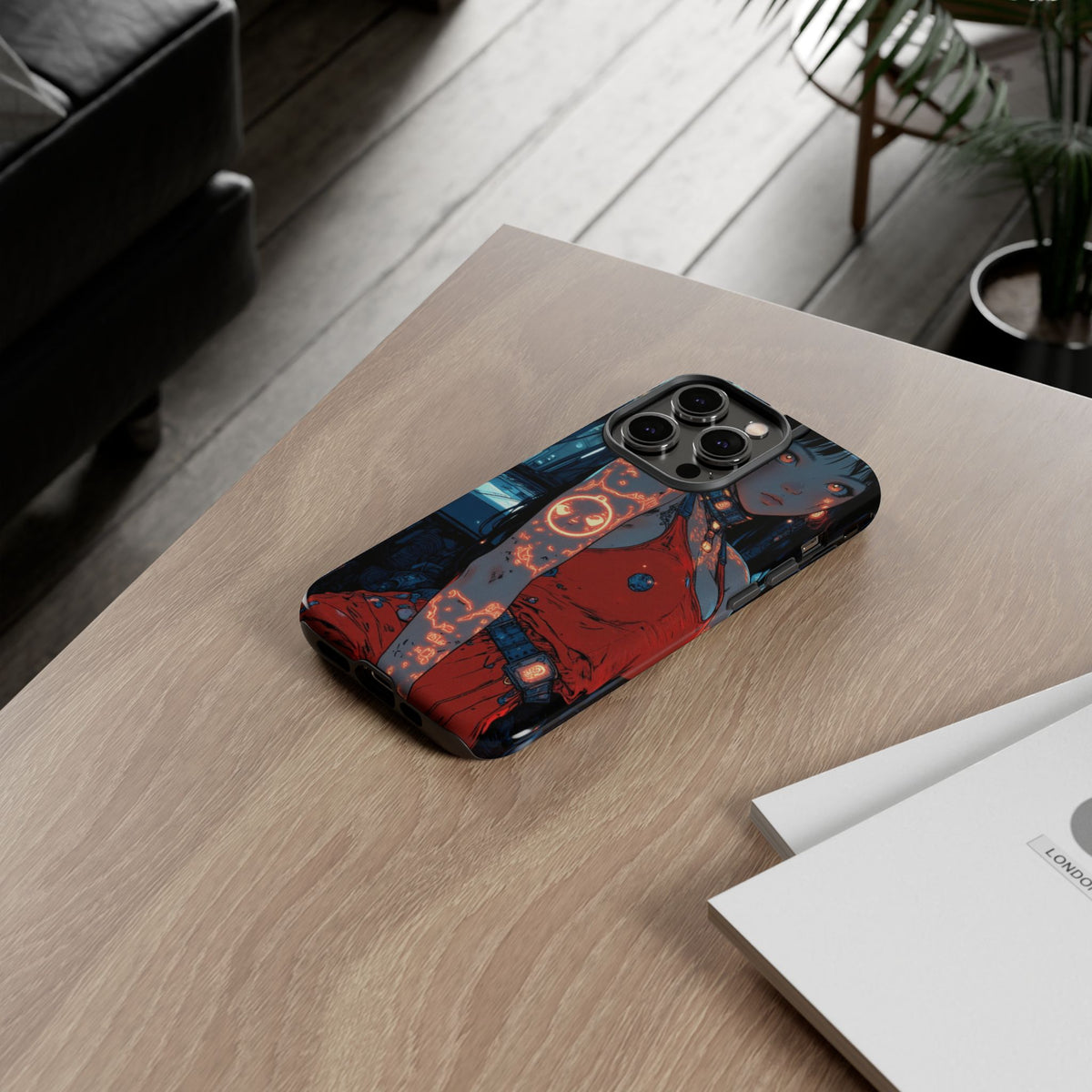 Tattooed Girl Neon Car Tough Phone Case iPhone Samsung Pixel