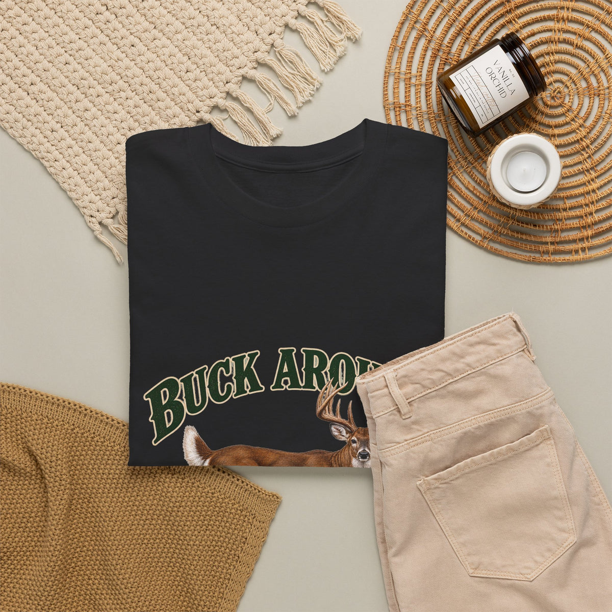 Buck Around and Find Out Green Letter Deer Tee Funny Hunting FAFO Pun Shirt