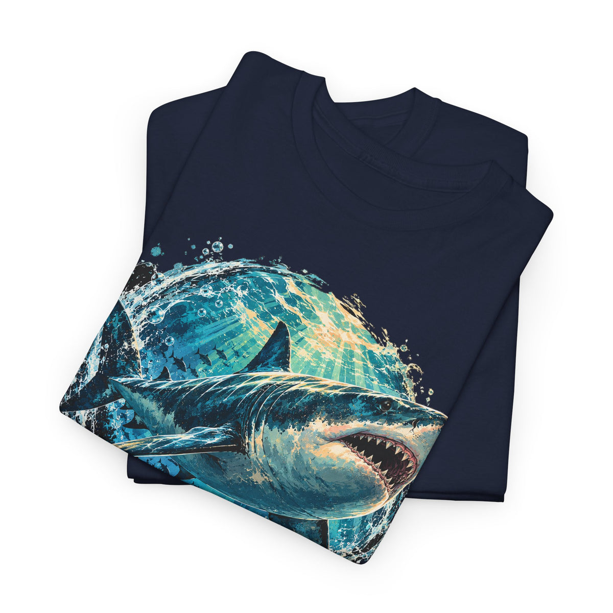 Great White Shark T-Shirt Ocean Burst Shark Jaws Sea Life Graphic Tee