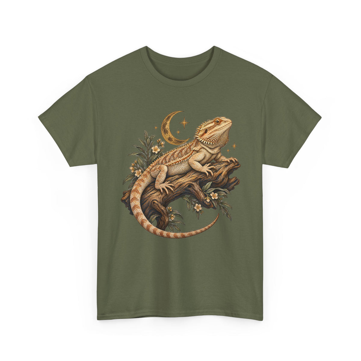 Bearded Dragon Moon T-Shirt Celestial Lizard Night Bloom Tee