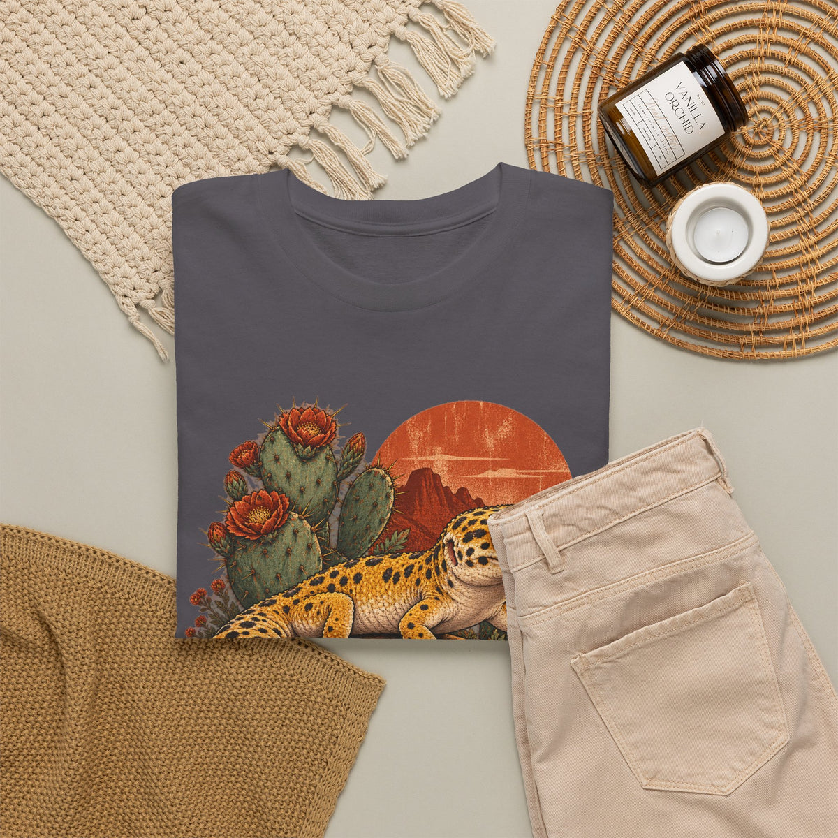 Leopard Gecko Desert T-Shirt Cactus Spotty Reptile Sun Tee