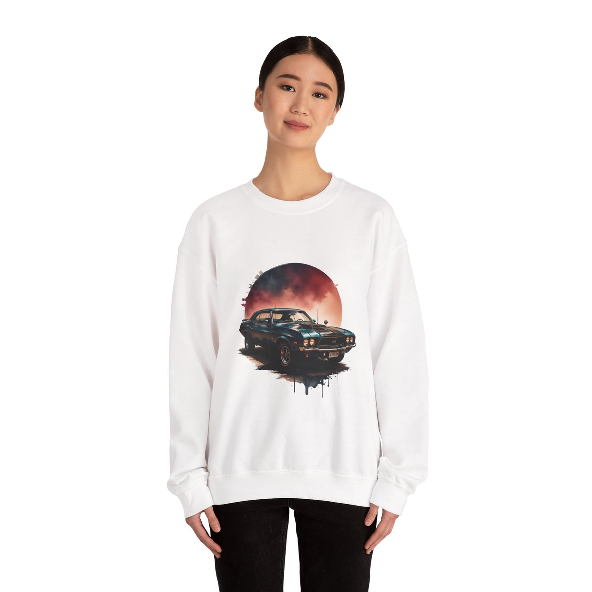 Vintage Black Muscle Car Crewneck Sweatshirt Unisex Graphic Pullover